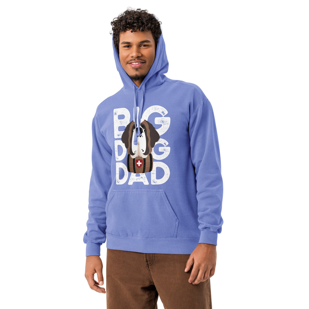 Big Dog Dad Saint Bernard Barrel Comfort Colors® Hoodie - Halftone - Lucy + Norman
