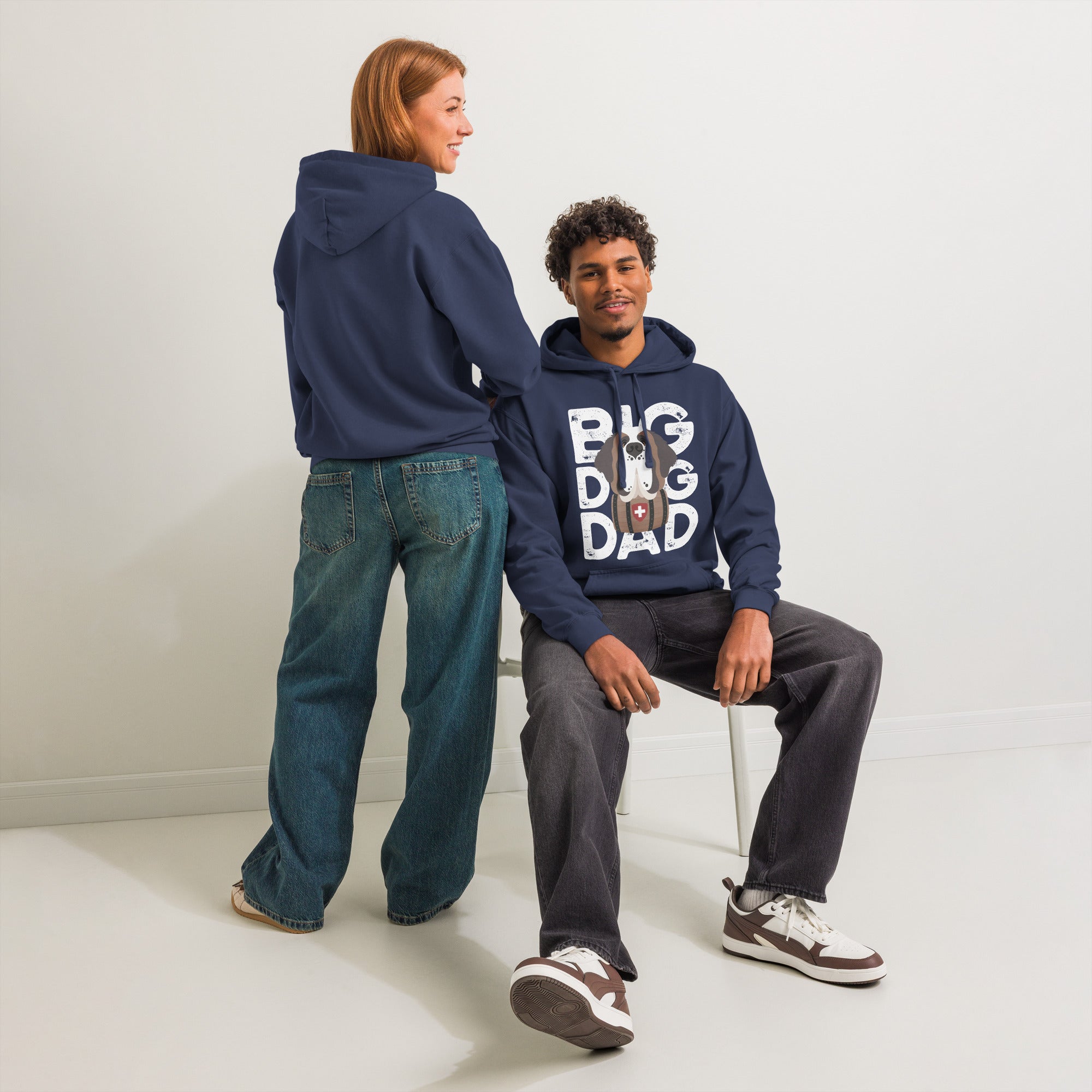 Big Dog Dad Saint Bernard Barrel Comfort Colors® Hoodie - Halftone - Lucy + Norman