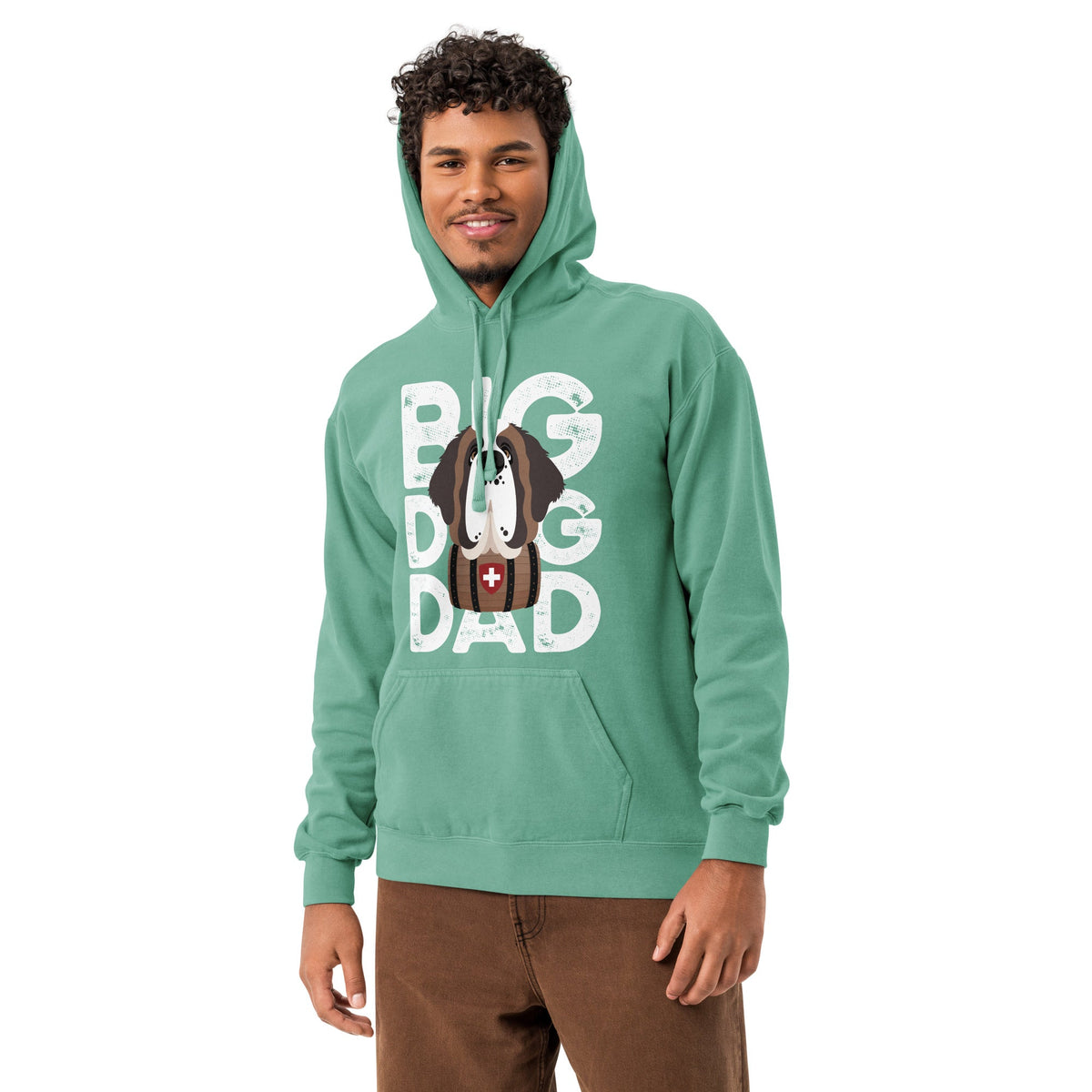 Big Dog Dad Saint Bernard Barrel Comfort Colors® Hoodie - Halftone - Lucy + Norman