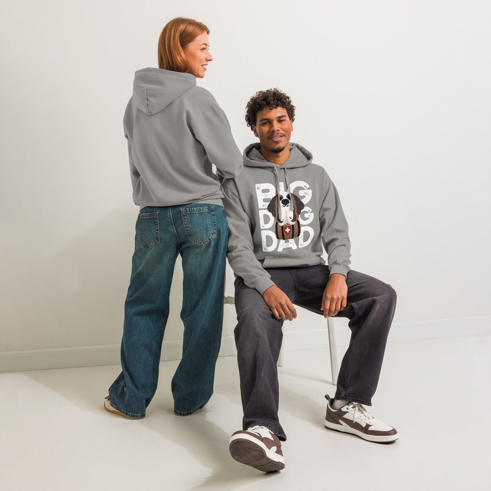 Big Dog Dad Saint Bernard Barrel Comfort Colors® Hoodie - Halftone - Lucy + Norman