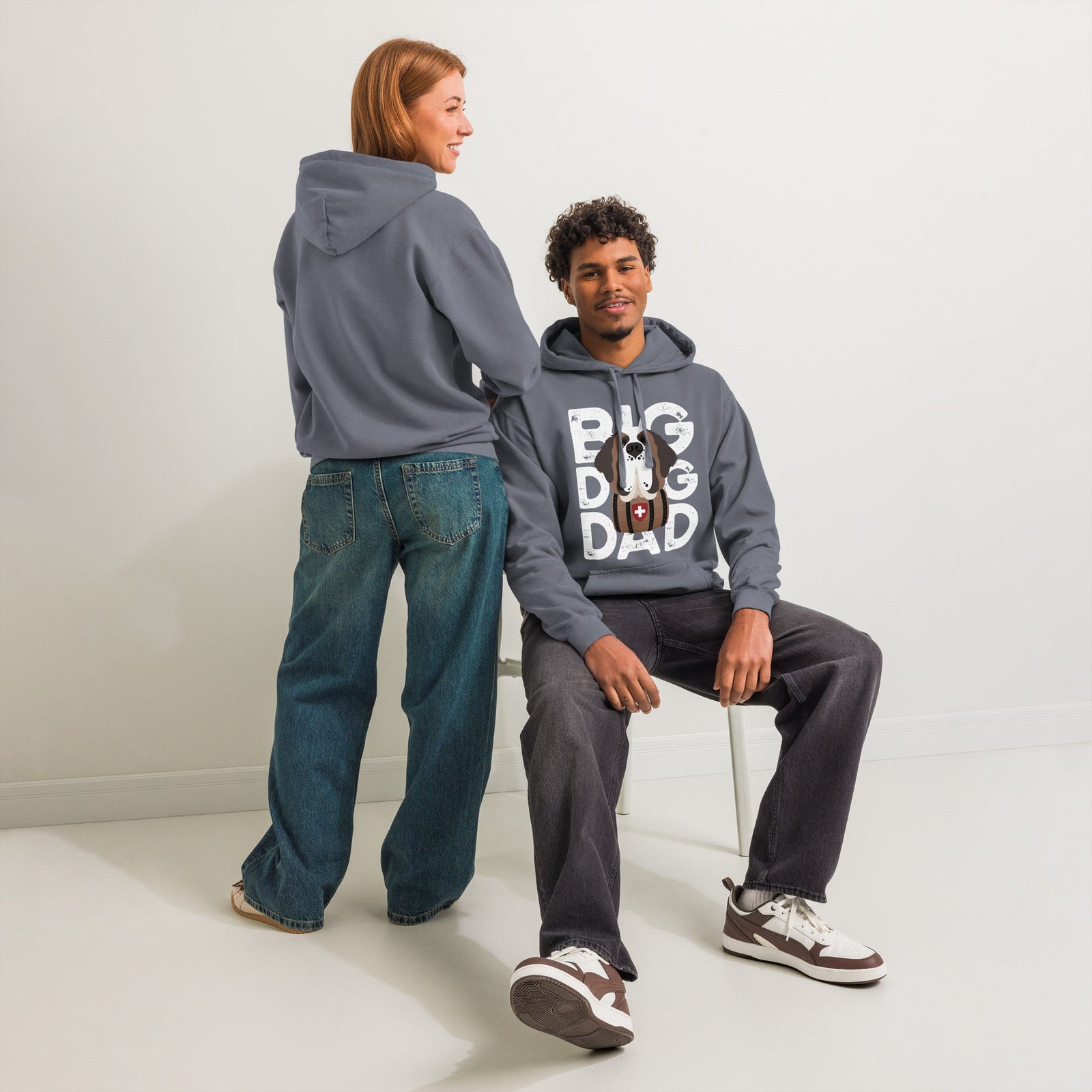 Big Dog Dad Saint Bernard Barrel Comfort Colors® Hoodie - Halftone - Lucy + Norman