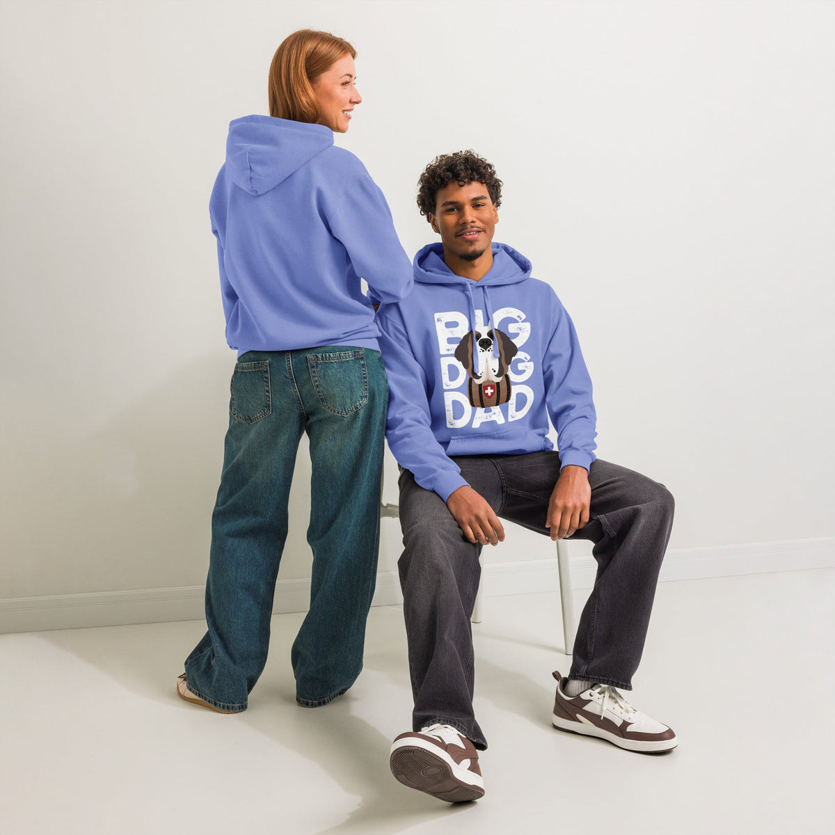 Big Dog Dad Saint Bernard Barrel Comfort Colors® Hoodie - Halftone - Lucy + Norman