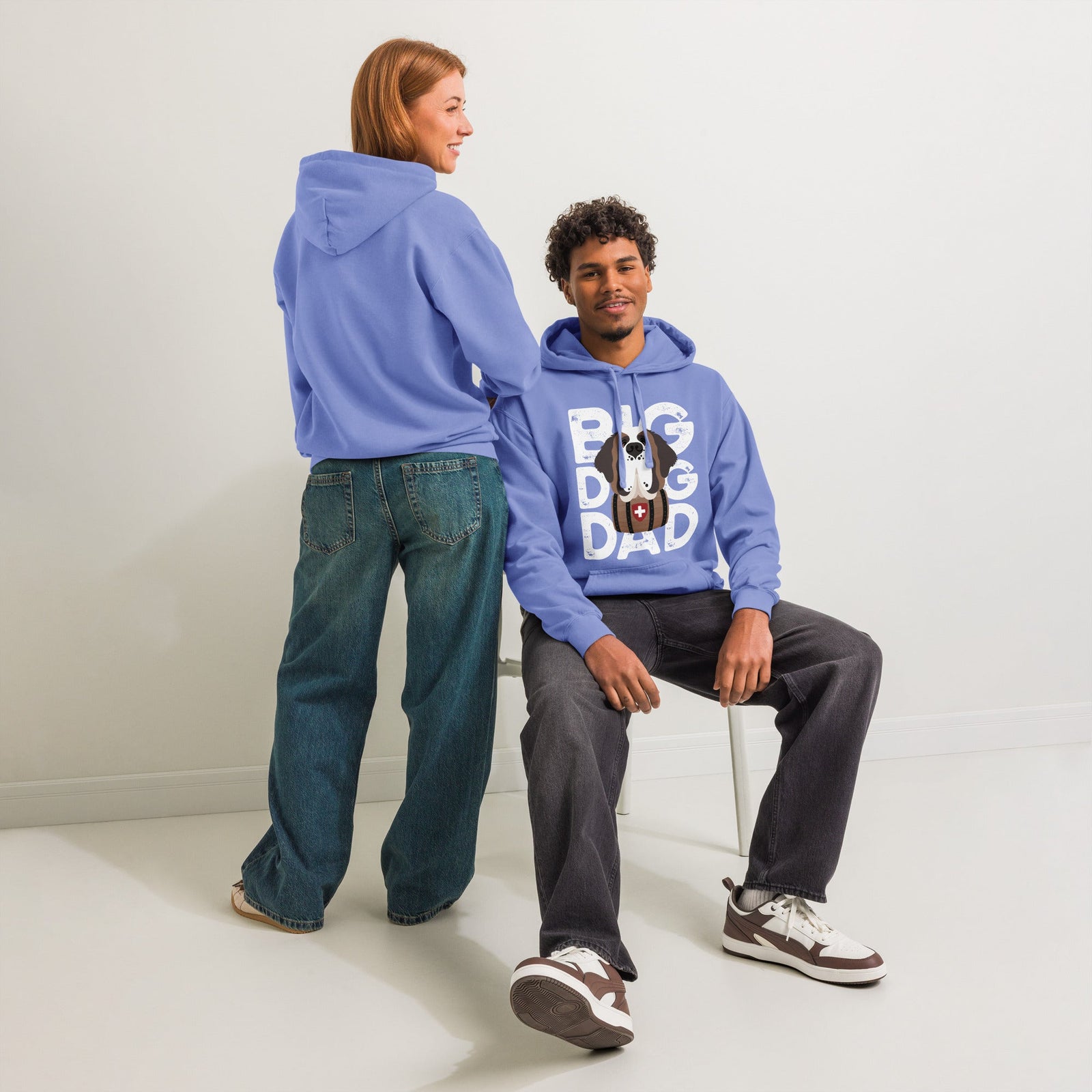 Big Dog Dad Saint Bernard Barrel Comfort Colors® Hoodie - Halftone - Lucy + Norman