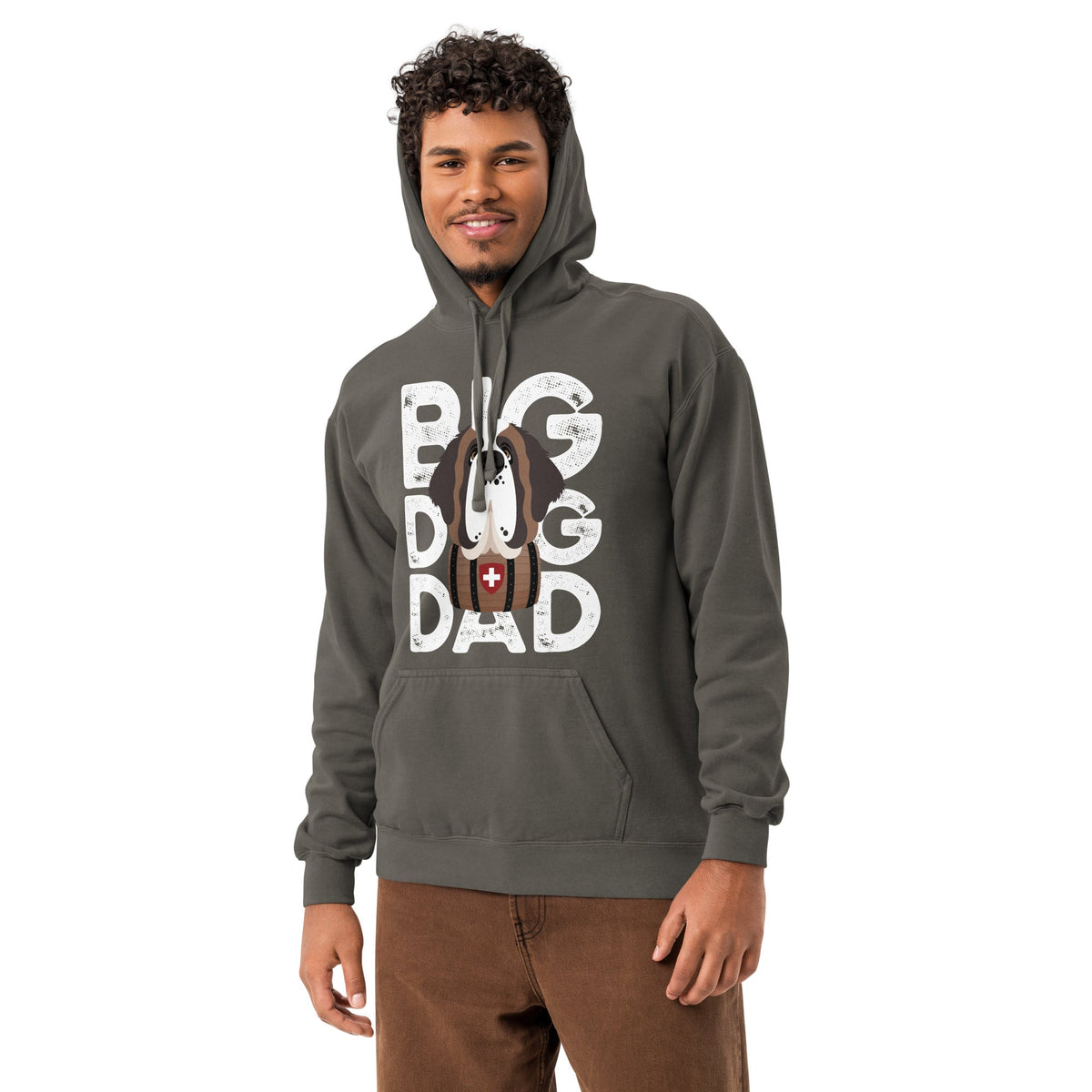 Big Dog Dad Saint Bernard Barrel Comfort Colors® Hoodie - Halftone - Lucy + Norman