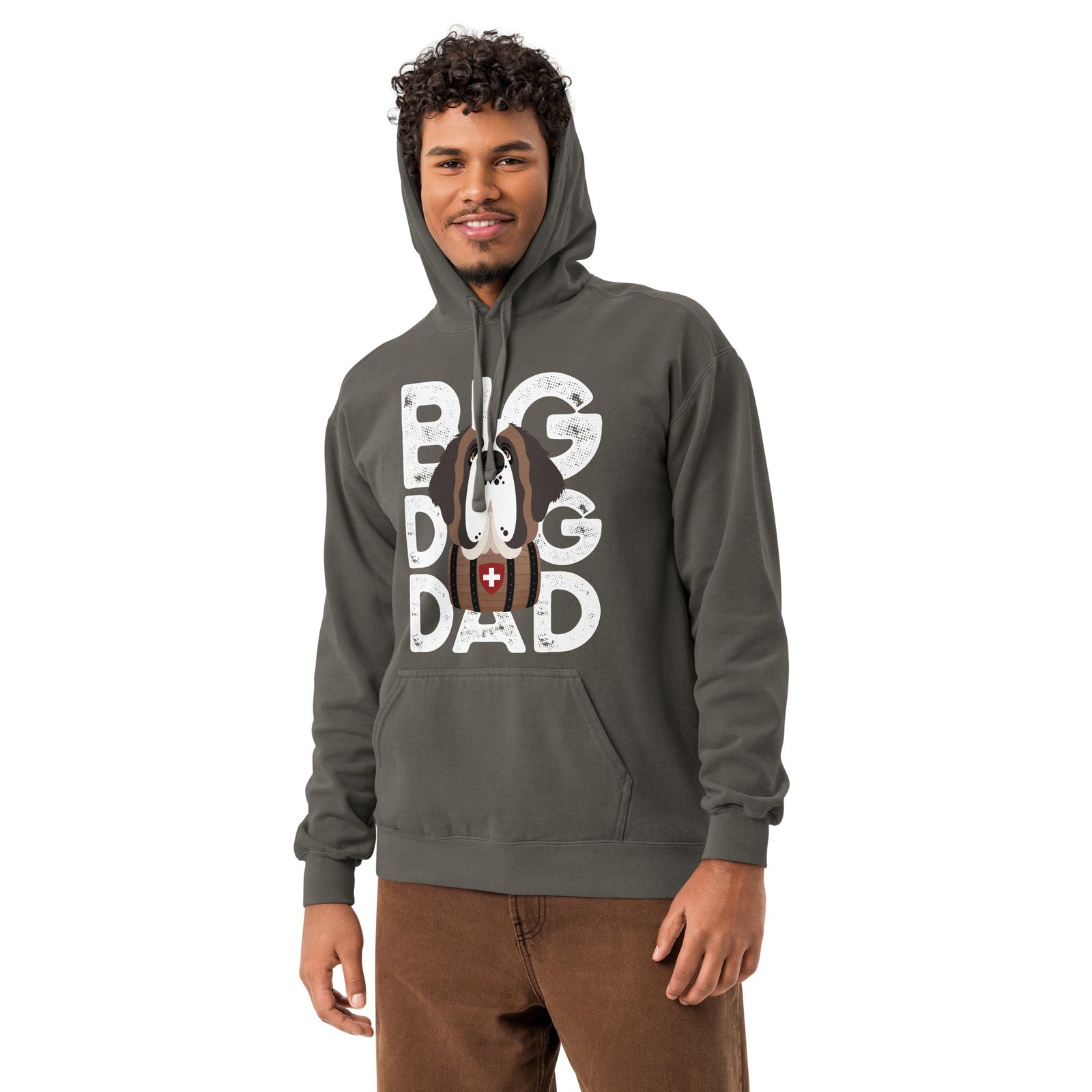 Big Dog Dad Saint Bernard Barrel Comfort Colors® Hoodie - Halftone - Lucy + Norman