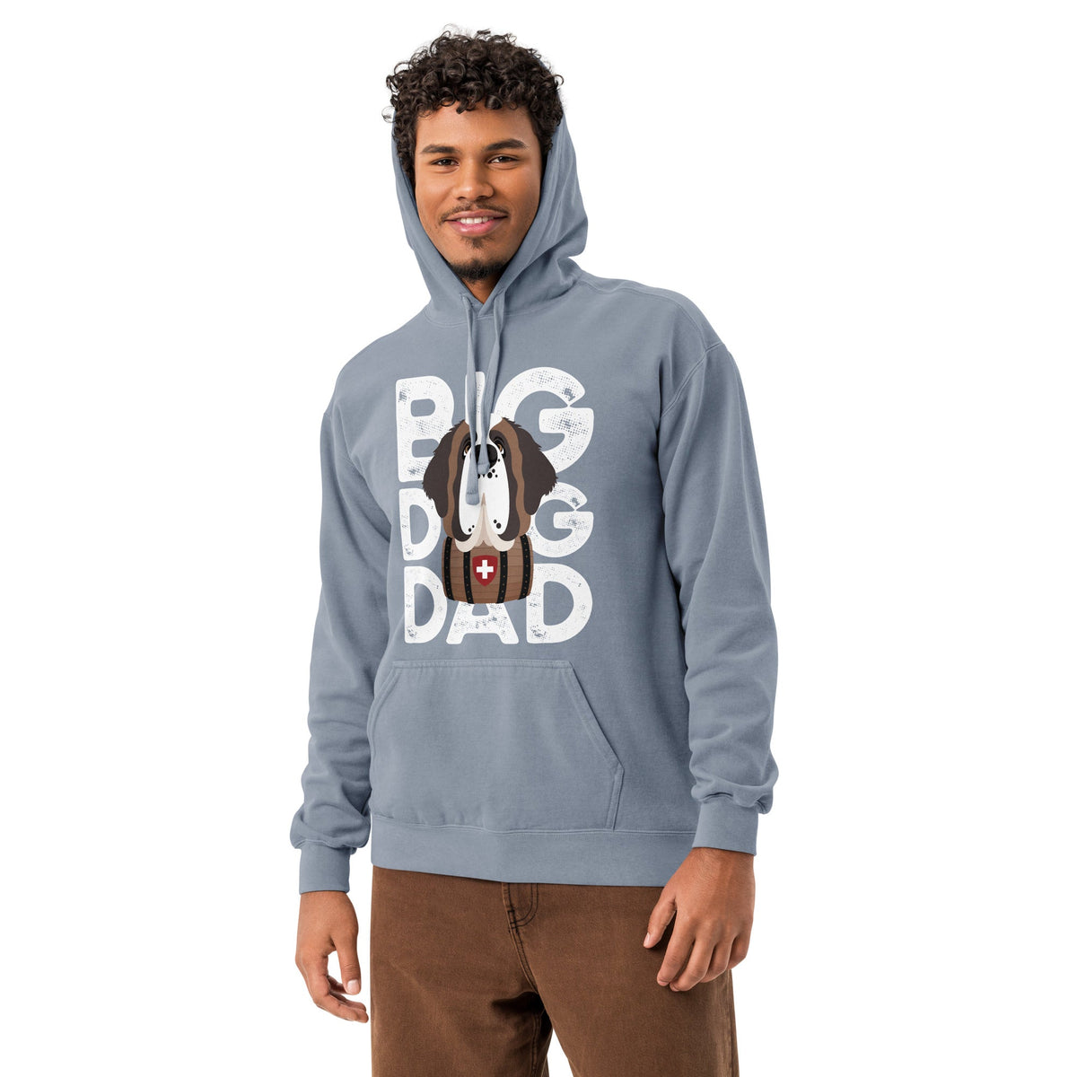 Big Dog Dad Saint Bernard Barrel Comfort Colors® Hoodie - Halftone - Lucy + Norman