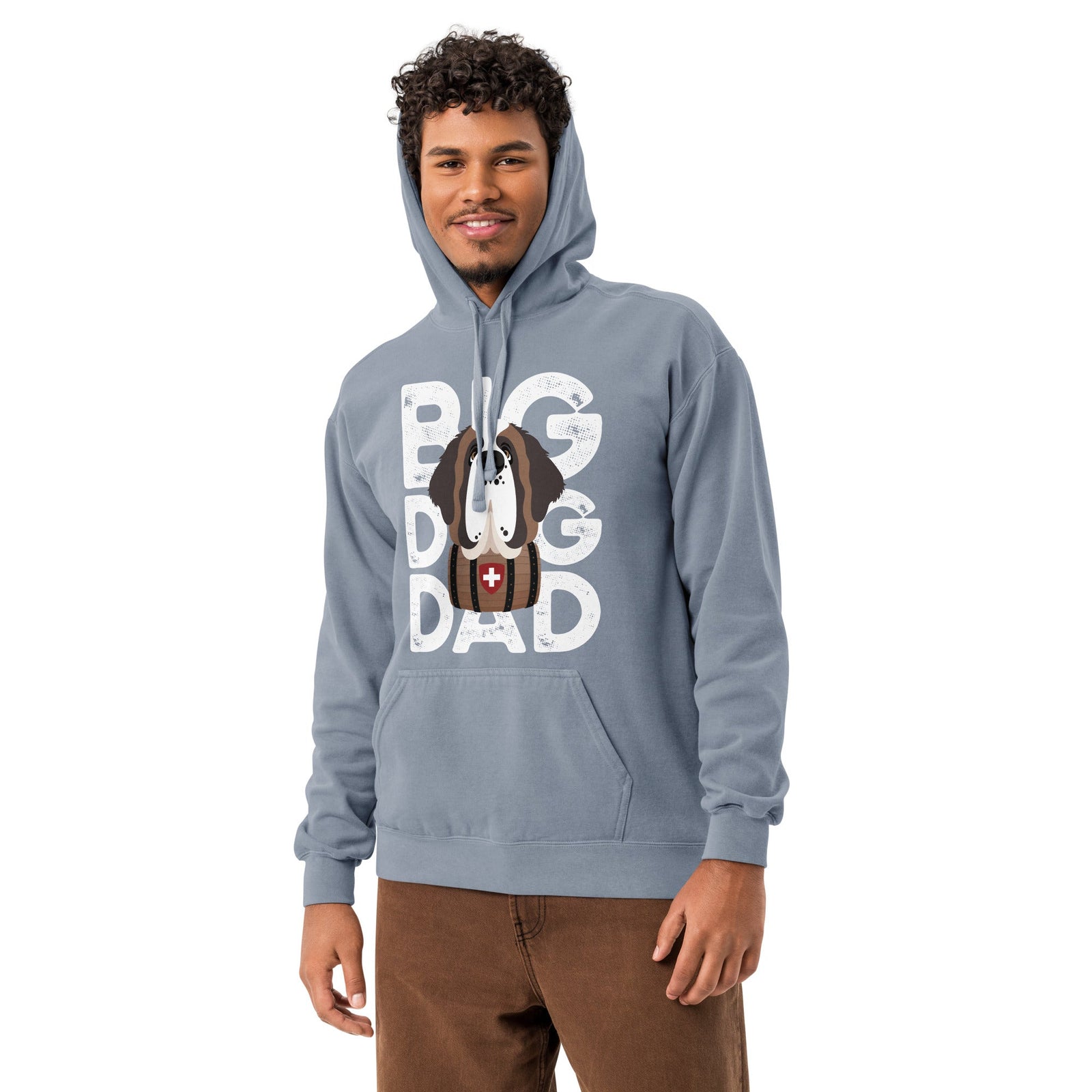 Big Dog Dad Saint Bernard Barrel Comfort Colors® Hoodie - Halftone - Lucy + Norman