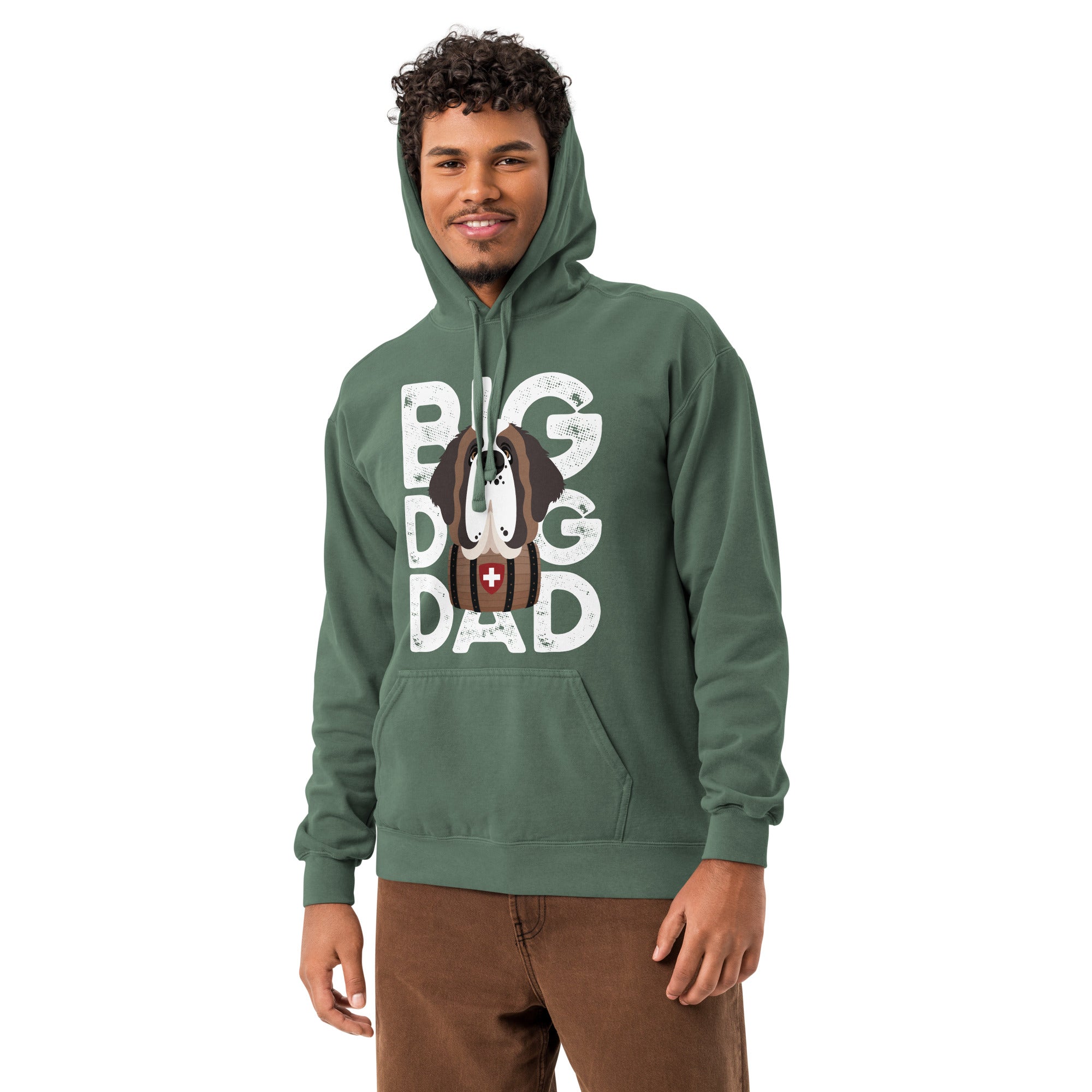 Big Dog Dad Saint Bernard Barrel Comfort Colors® Hoodie - Halftone - Lucy + Norman