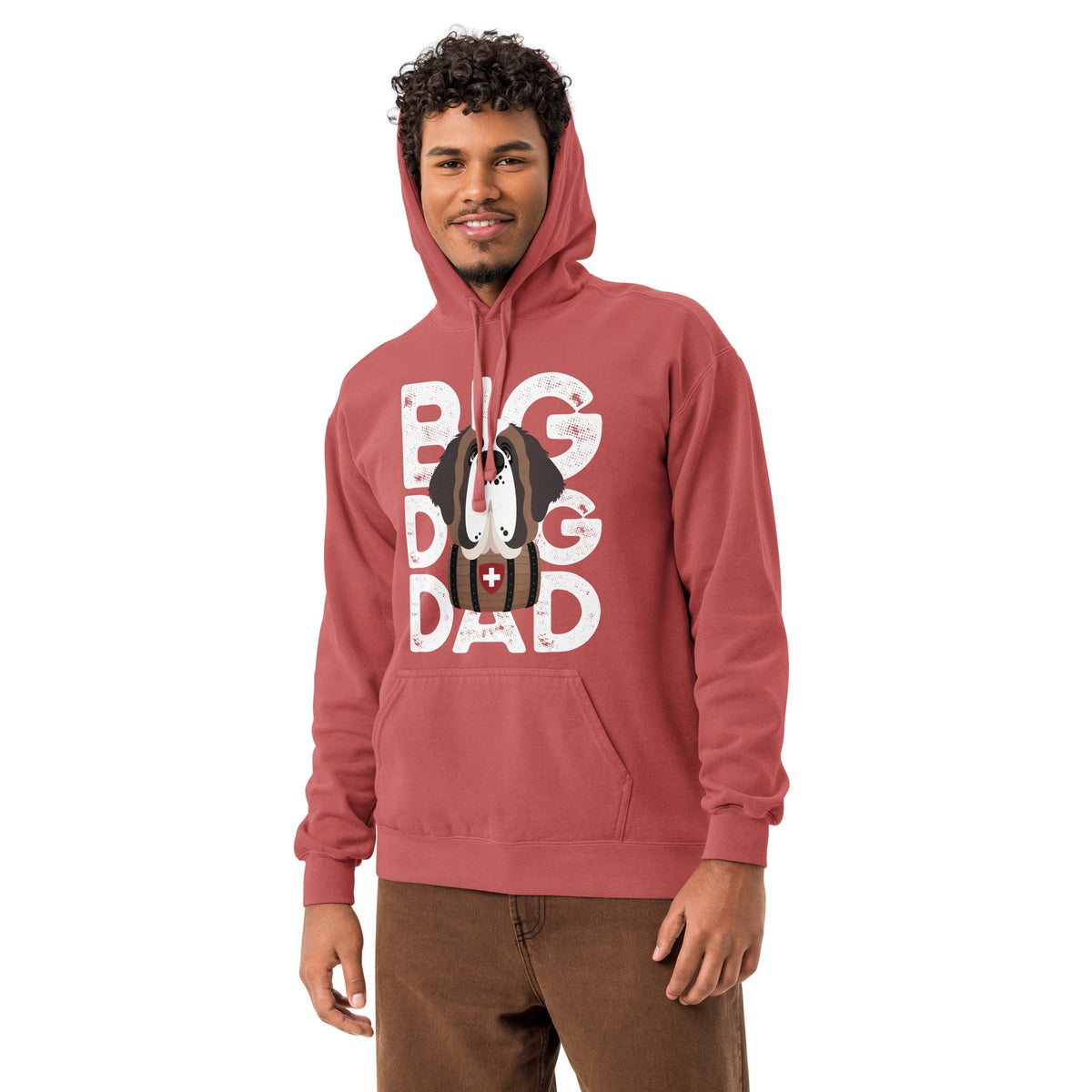 Big Dog Dad Saint Bernard Barrel Comfort Colors® Hoodie - Halftone - Lucy + Norman