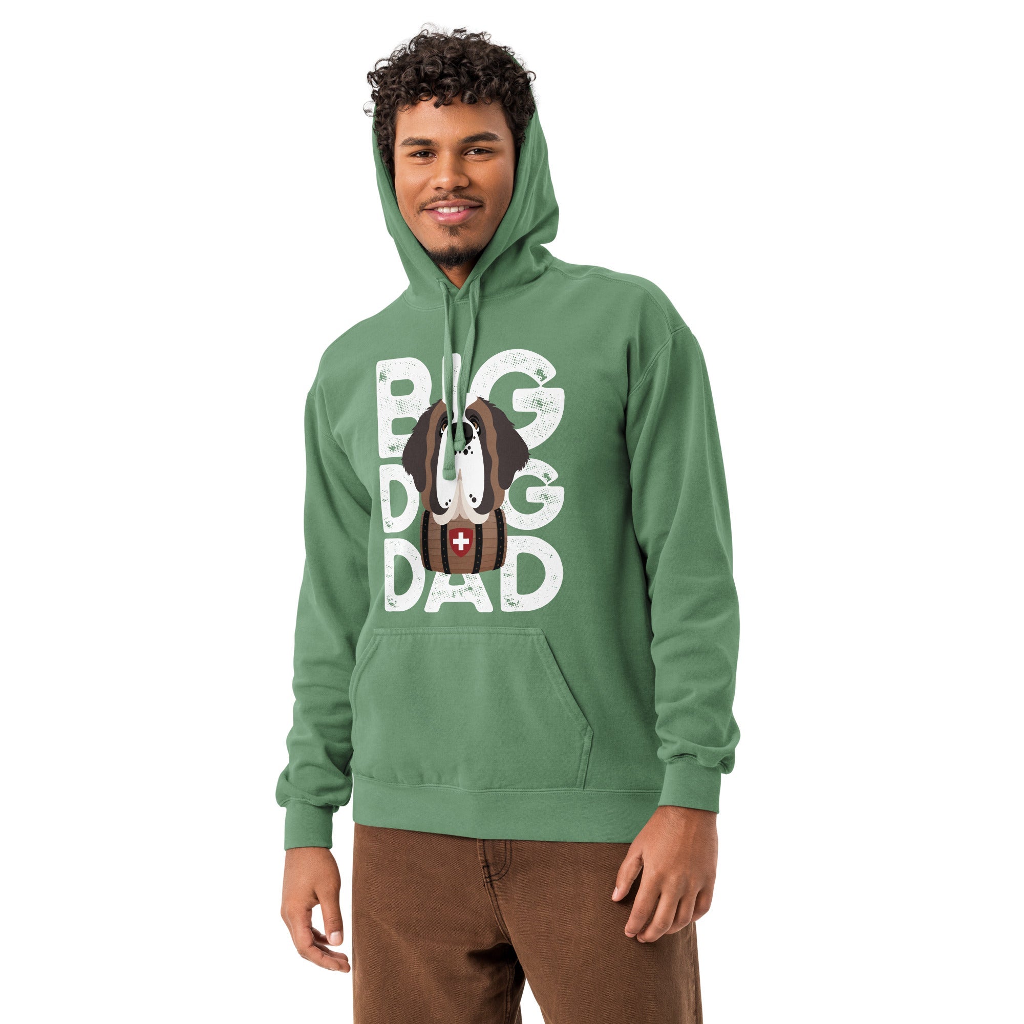 Big Dog Dad Saint Bernard Barrel Comfort Colors® Hoodie - Halftone - Lucy + Norman