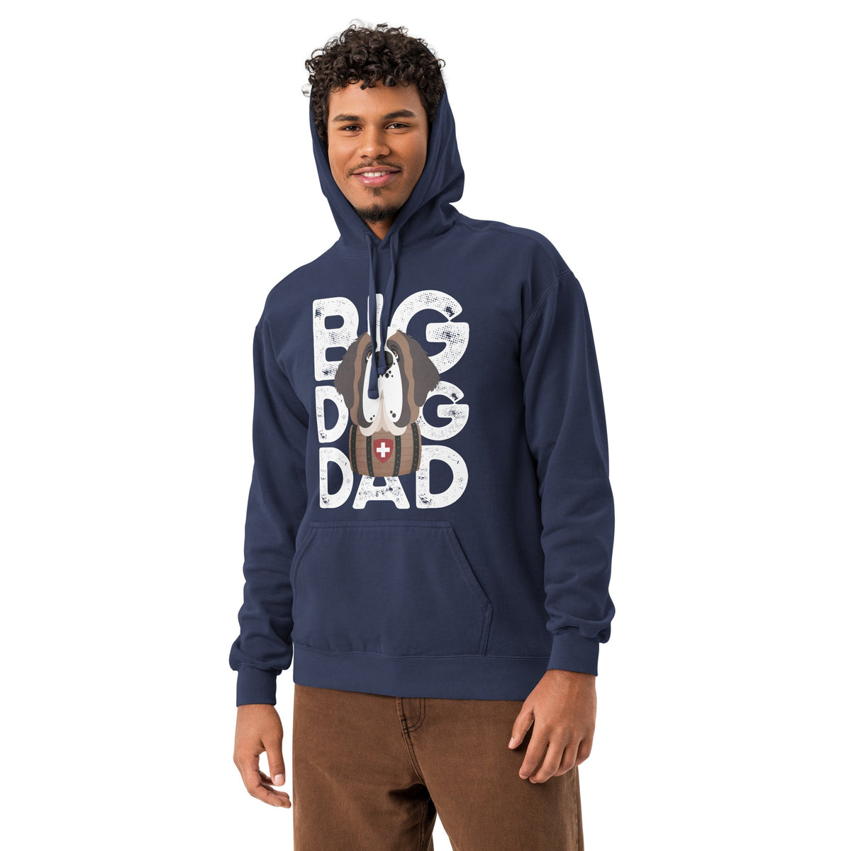 Big Dog Dad Saint Bernard Barrel Comfort Colors® Hoodie - Halftone - Lucy + Norman