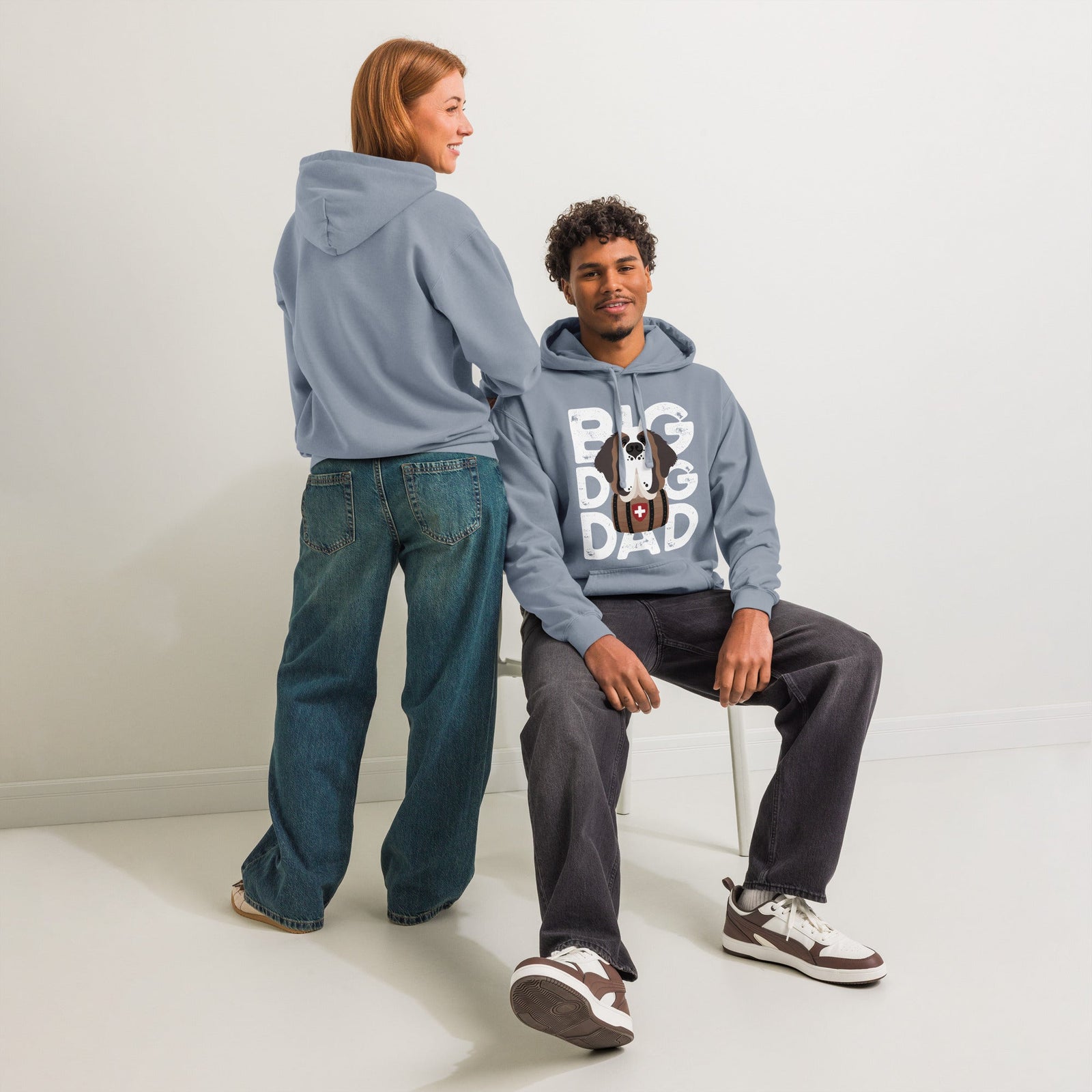 Big Dog Dad Saint Bernard Barrel Comfort Colors® Hoodie - Halftone - Lucy + Norman