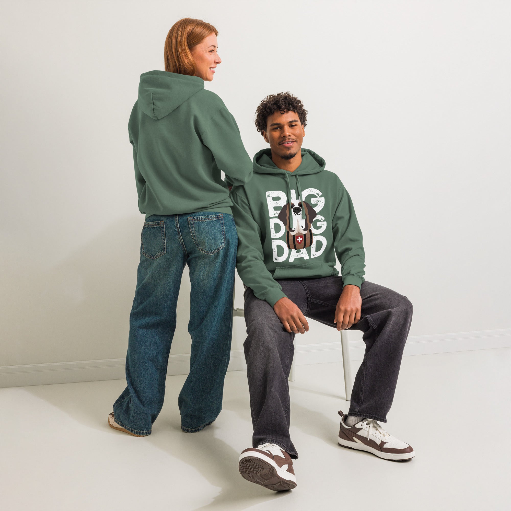 Big Dog Dad Saint Bernard Barrel Comfort Colors® Hoodie - Halftone - Lucy + Norman