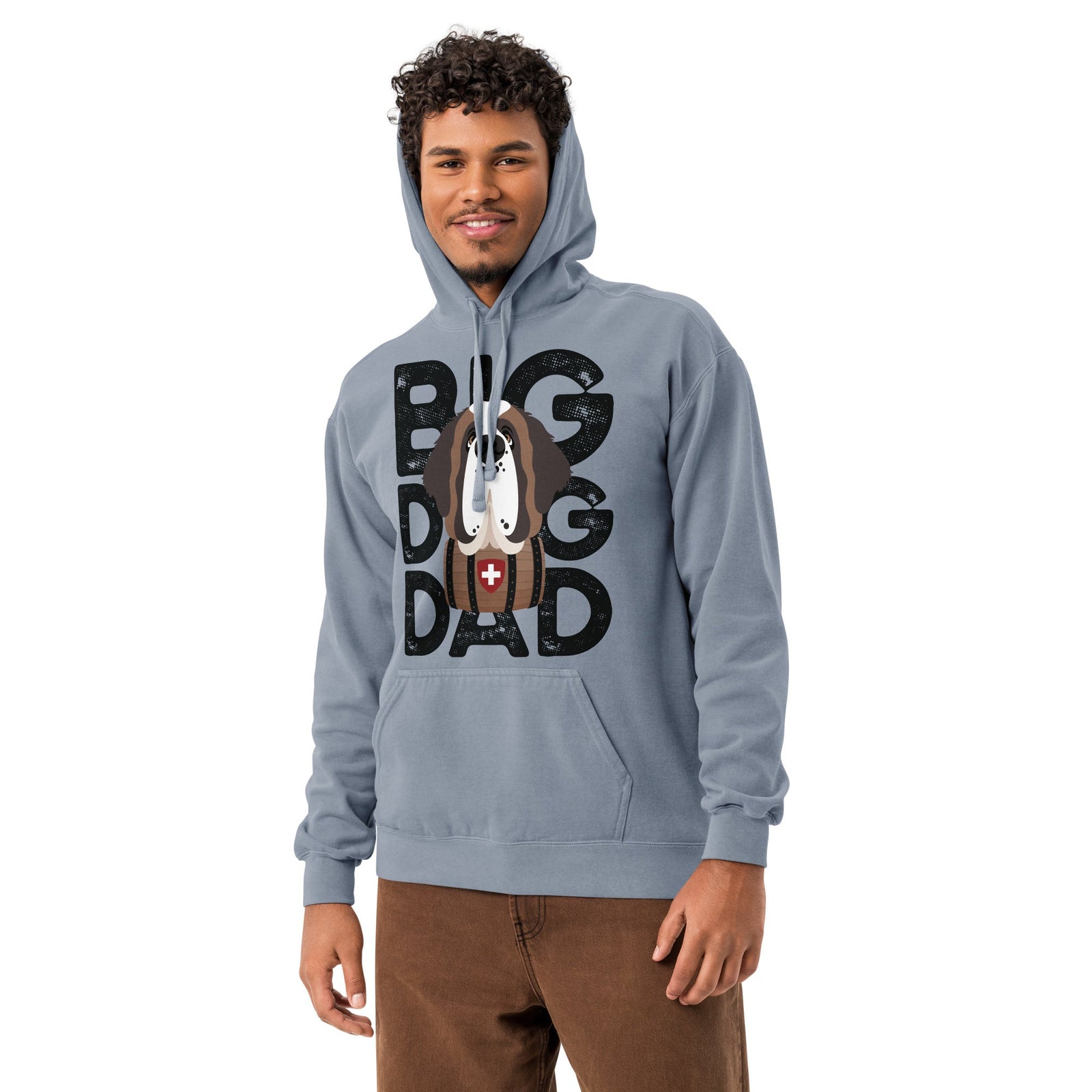 Big Dog Dad Saint Bernard Barrel Comfort Colors® Hoodie | Vintage Wash Dog Lover Hoodie - Lucy + Norman