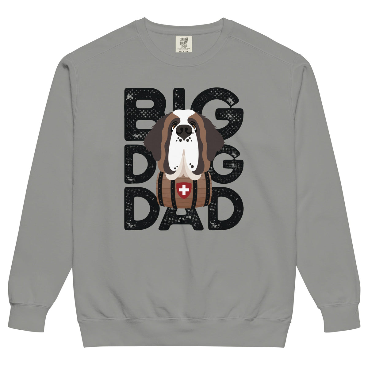 Big Dog Dad Saint Bernard Barrel Comfort Colors® Sweatshirt - Black - Lucy + Norman