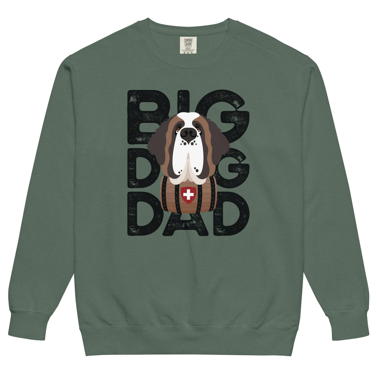 Big Dog Dad Saint Bernard Barrel Comfort Colors® Sweatshirt - Black - Lucy + Norman