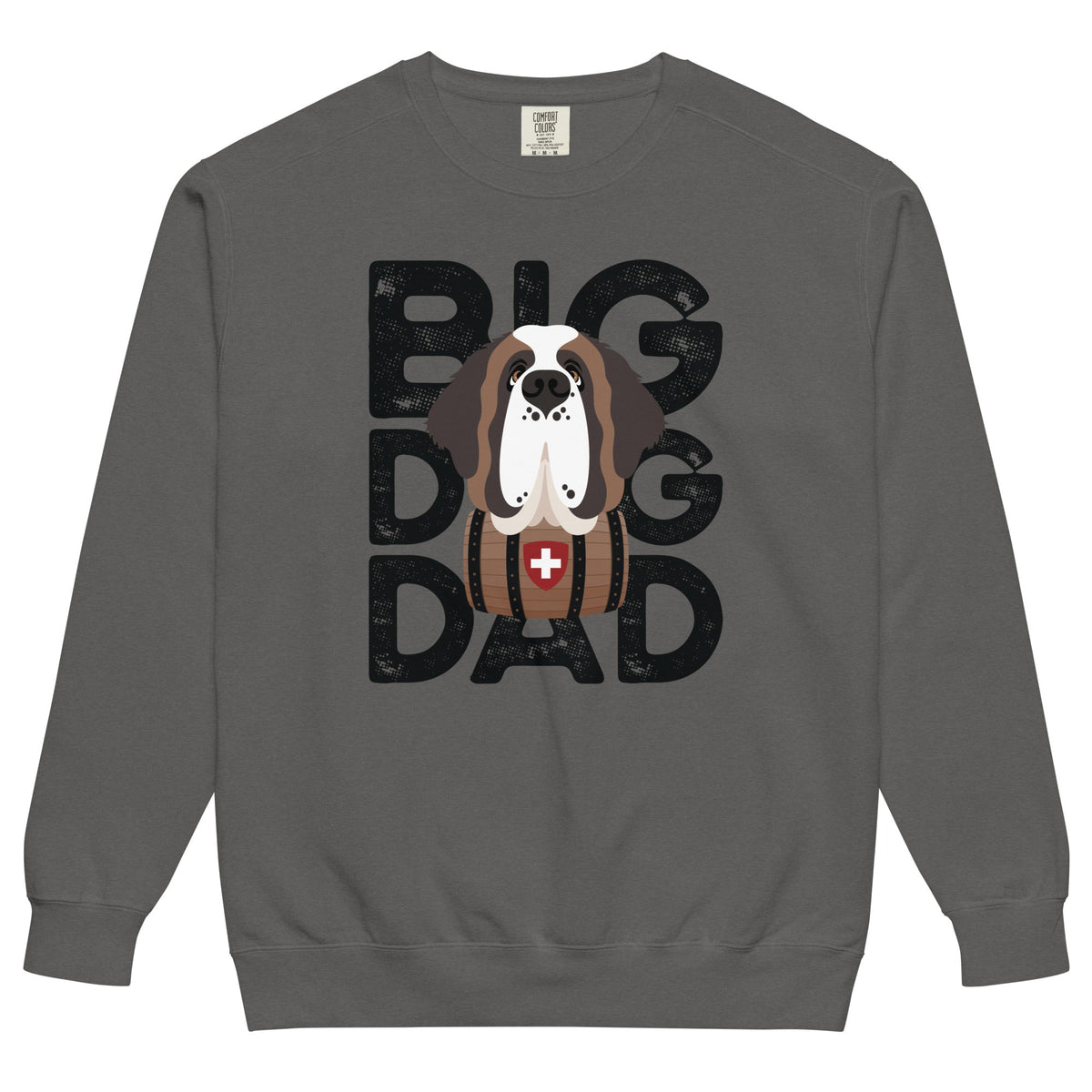 Big Dog Dad Saint Bernard Barrel Comfort Colors® Sweatshirt - Black - Lucy + Norman
