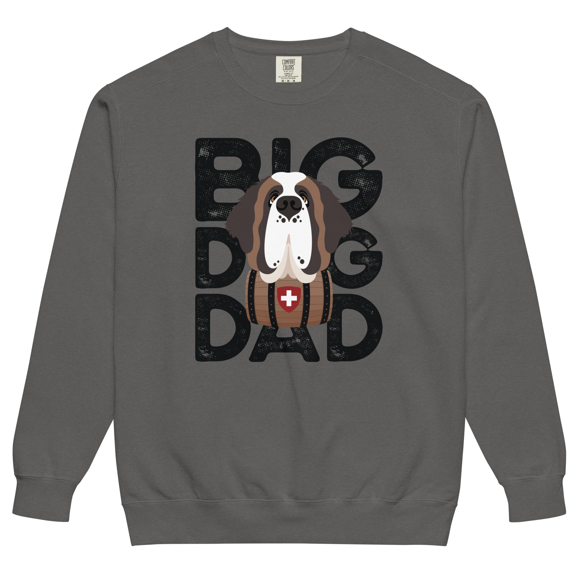Big Dog Dad Saint Bernard Barrel Comfort Colors® Sweatshirt - Black - Lucy + Norman