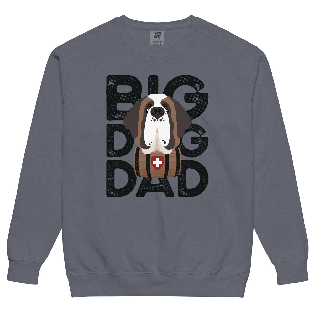Big Dog Dad Saint Bernard Barrel Comfort Colors® Sweatshirt - Black - Lucy + Norman