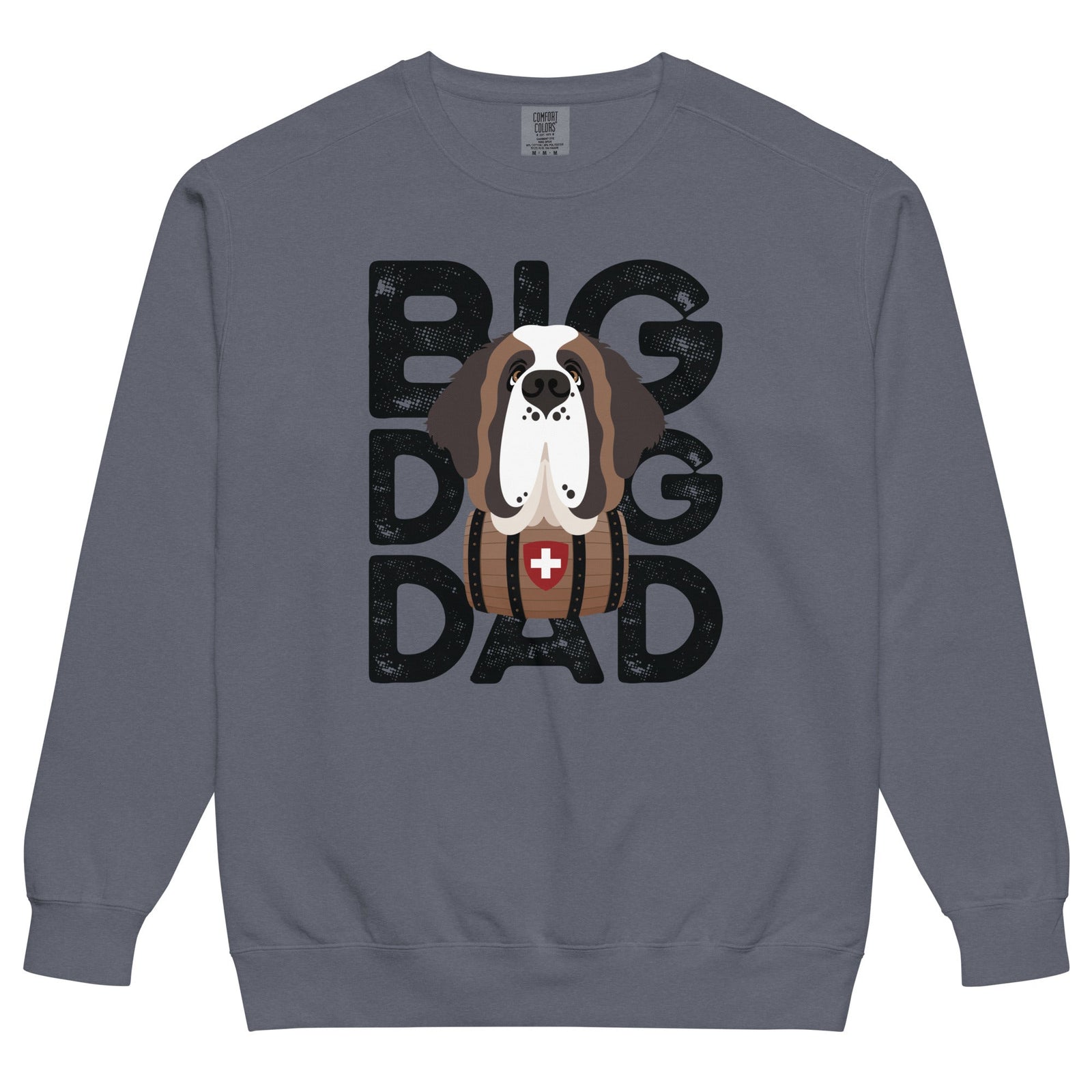 Big Dog Dad Saint Bernard Barrel Comfort Colors® Sweatshirt - Black - Lucy + Norman