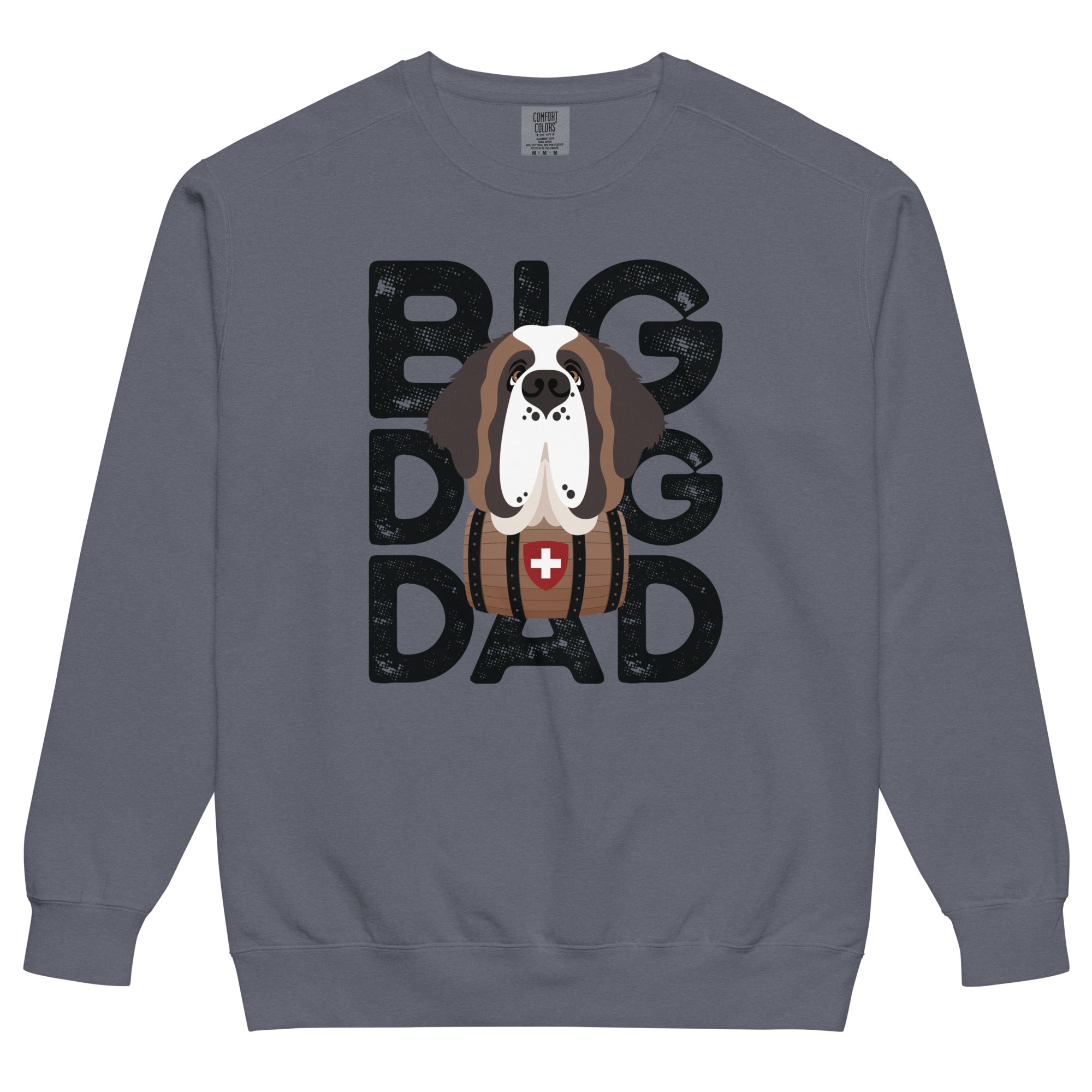 Big Dog Dad Saint Bernard Barrel Comfort Colors® Sweatshirt - Black - Lucy + Norman