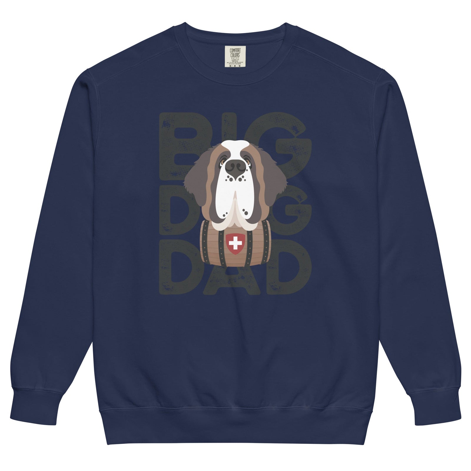 Big Dog Dad Saint Bernard Barrel Comfort Colors® Sweatshirt - Black - Lucy + Norman