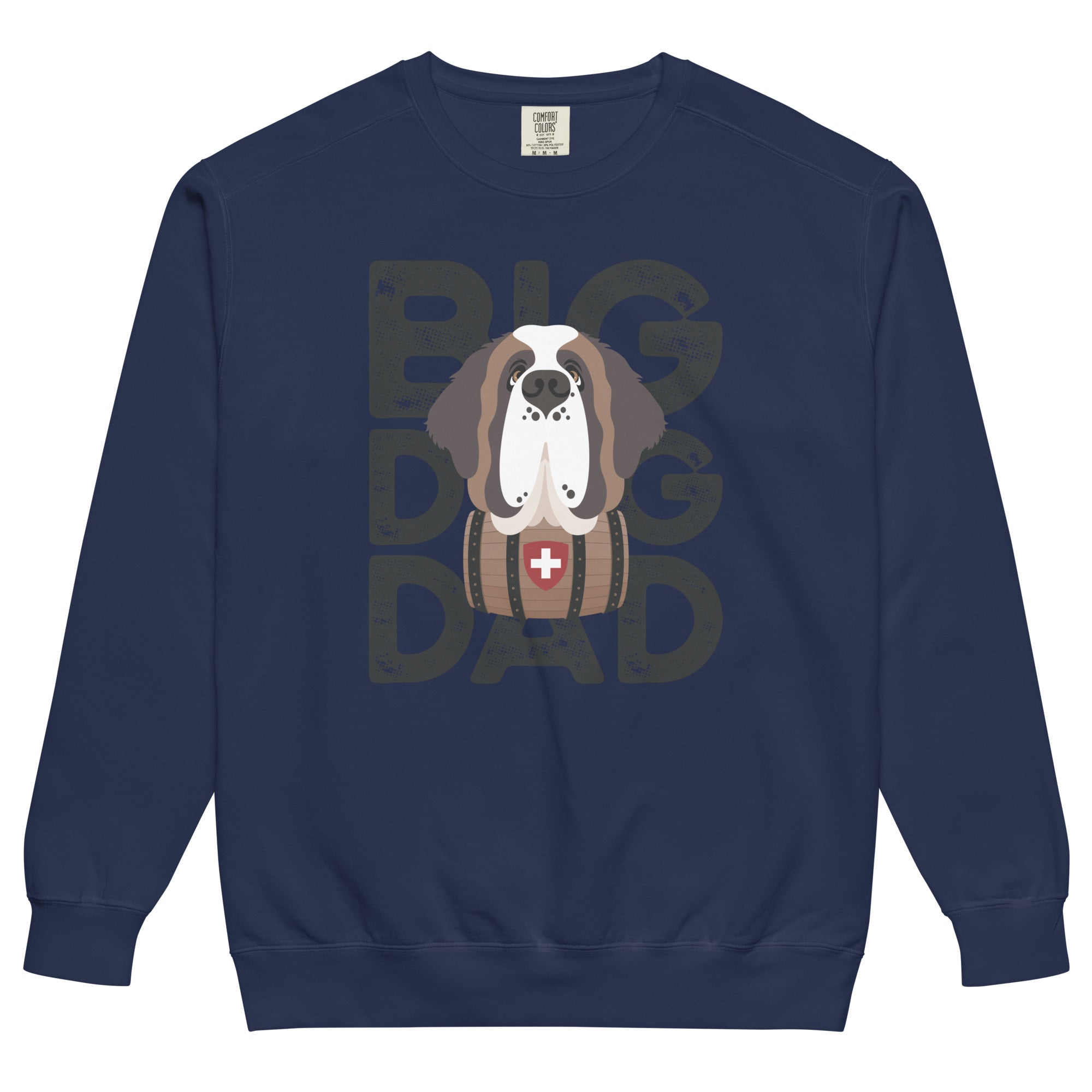 Big Dog Dad Saint Bernard Barrel Comfort Colors® Sweatshirt - Black - Lucy + Norman