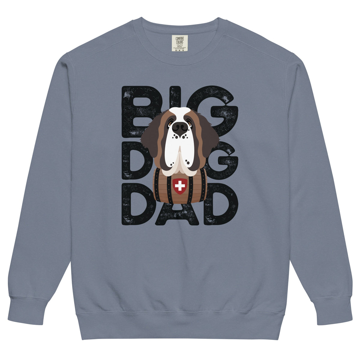 Big Dog Dad Saint Bernard Barrel Comfort Colors® Sweatshirt - Black - Lucy + Norman