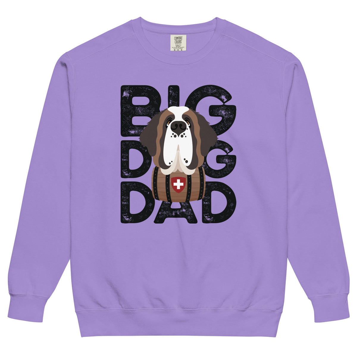 Big Dog Dad Saint Bernard Barrel Comfort Colors® Sweatshirt - Black - Lucy + Norman