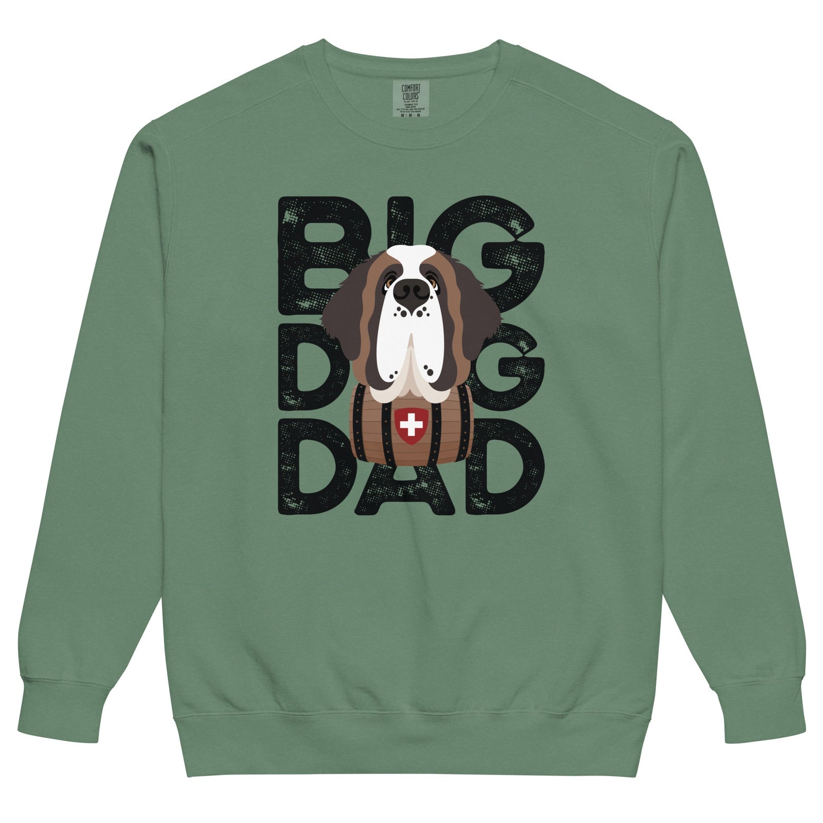 Big Dog Dad Saint Bernard Barrel Comfort Colors® Sweatshirt - Black - Lucy + Norman