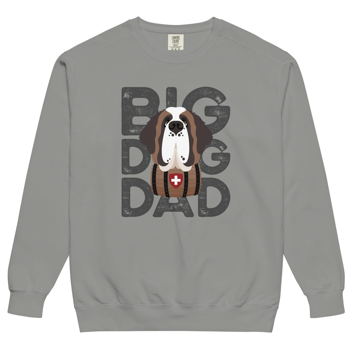 Big Dog Dad Saint Bernard Barrel Comfort Colors® Sweatshirt - Grey - Lucy + Norman
