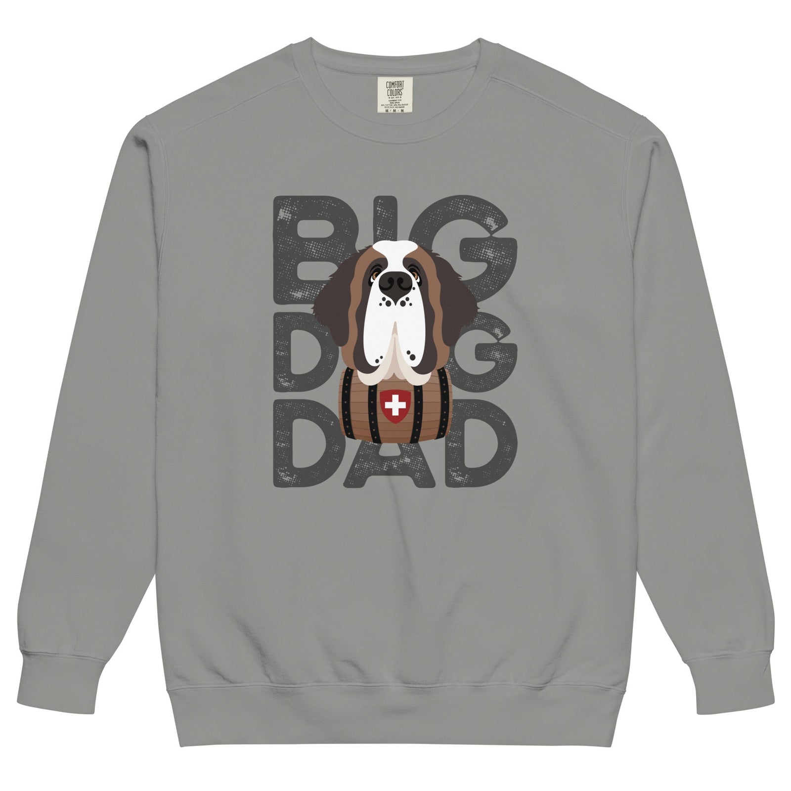 Big Dog Dad Saint Bernard Barrel Comfort Colors® Sweatshirt - Grey - Lucy + Norman