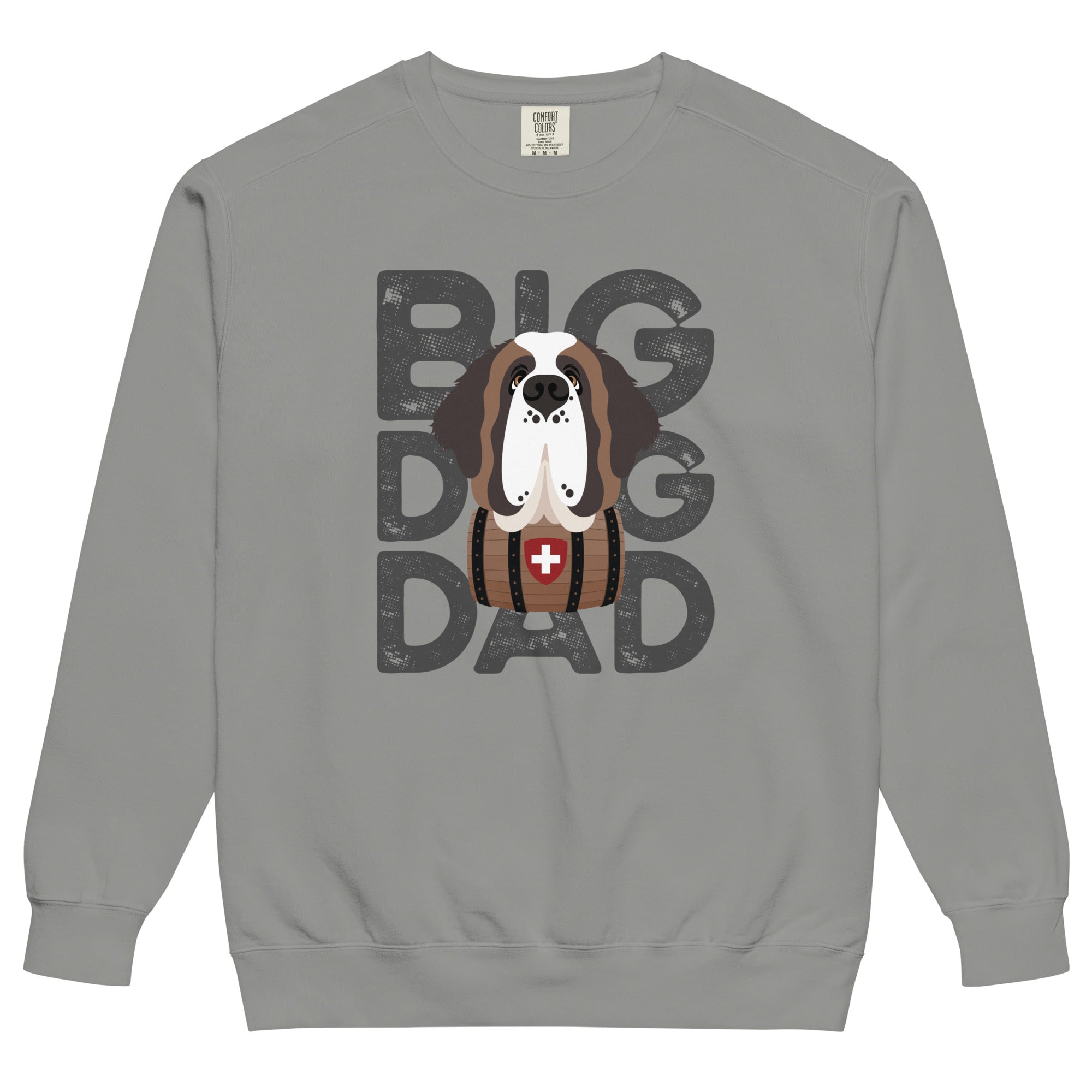Big Dog Dad Saint Bernard Barrel Comfort Colors® Sweatshirt - Grey - Lucy + Norman