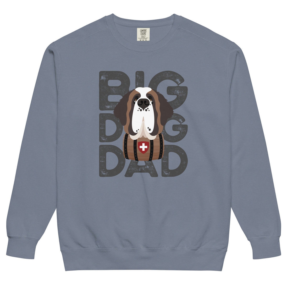 Big Dog Dad Saint Bernard Barrel Comfort Colors® Sweatshirt - Grey - Lucy + Norman