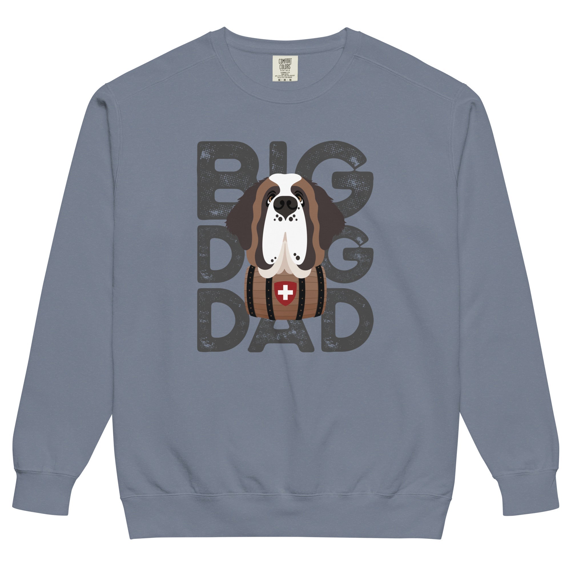 Big Dog Dad Saint Bernard Barrel Comfort Colors® Sweatshirt - Grey - Lucy + Norman