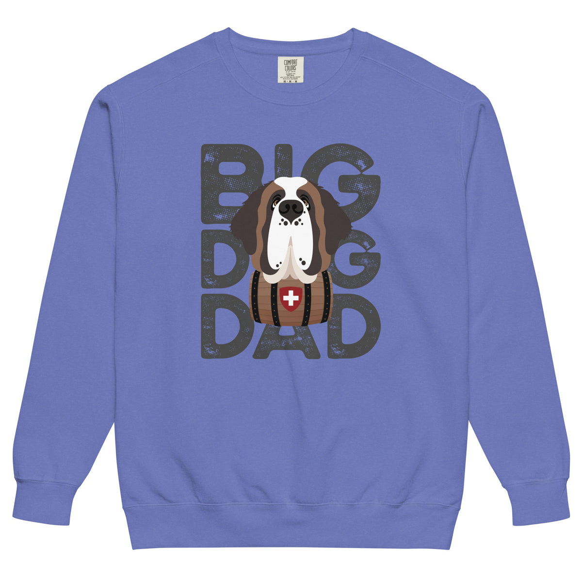 Big Dog Dad Saint Bernard Barrel Comfort Colors® Sweatshirt - Grey - Lucy + Norman