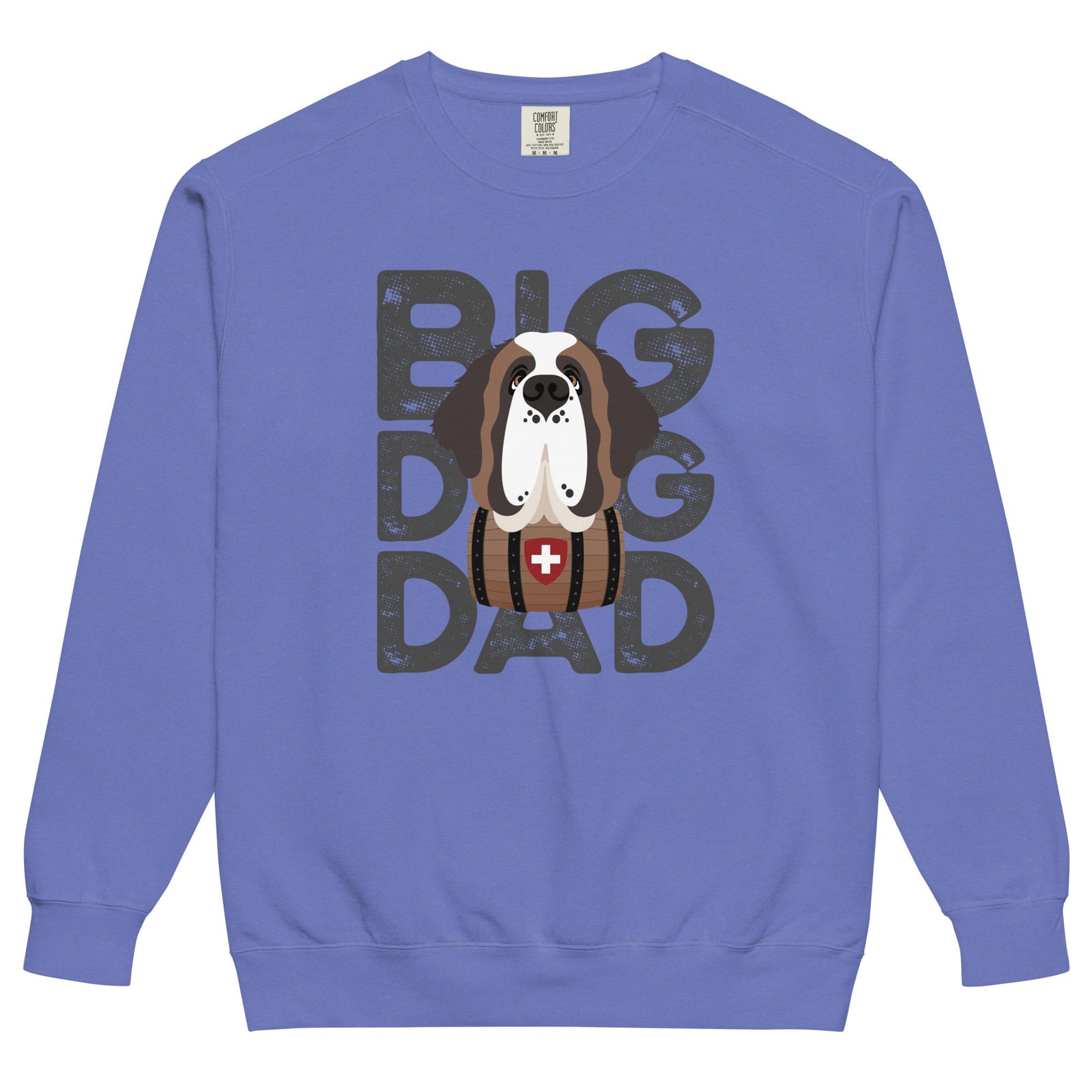 Big Dog Dad Saint Bernard Barrel Comfort Colors® Sweatshirt - Grey - Lucy + Norman