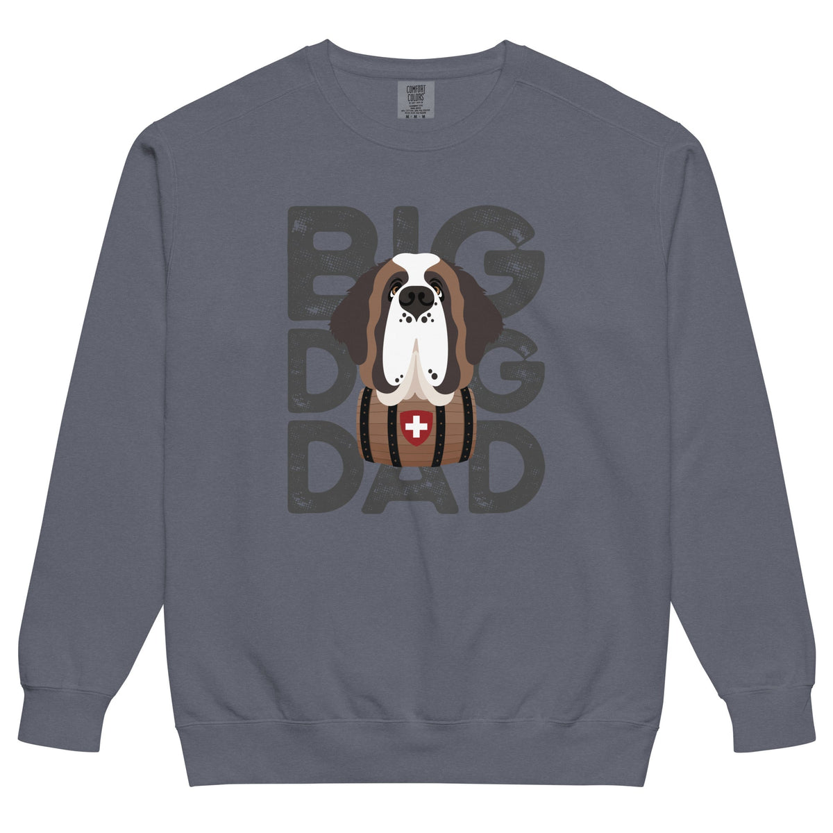 Big Dog Dad Saint Bernard Barrel Comfort Colors® Sweatshirt - Grey - Lucy + Norman