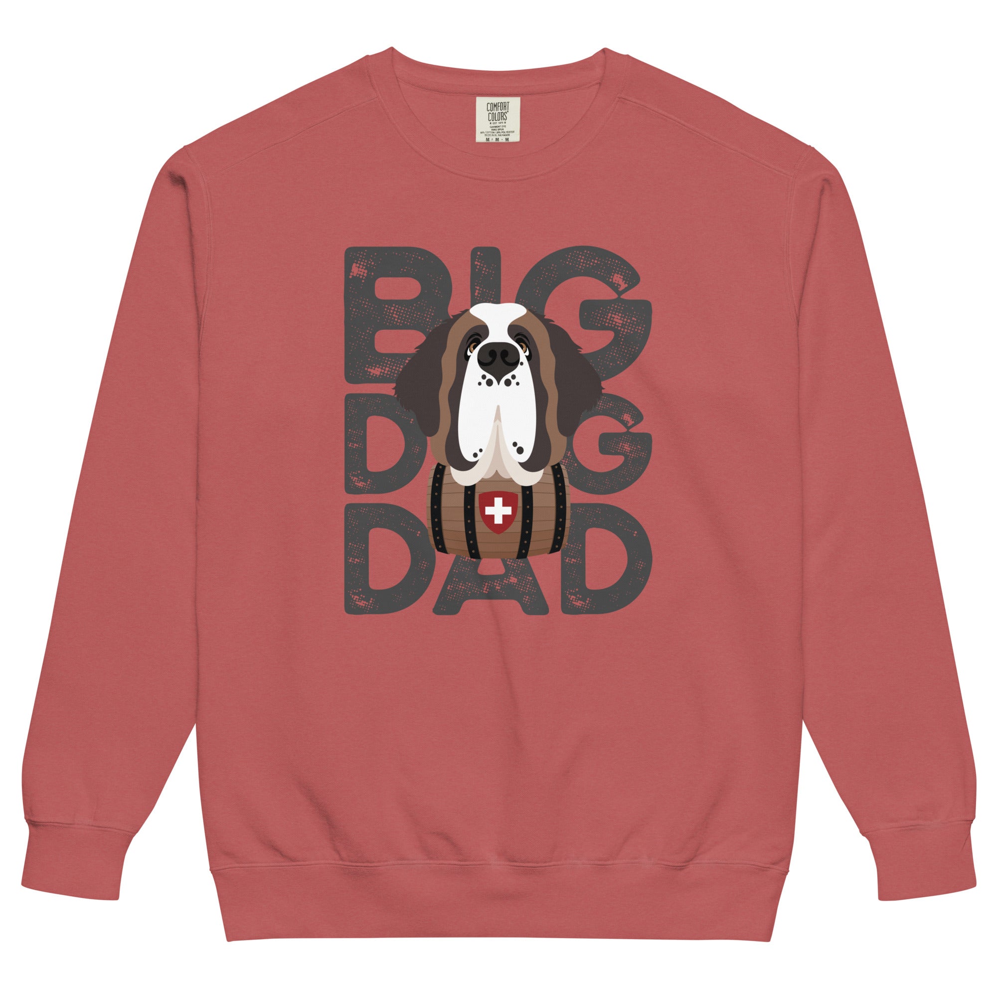 Big Dog Dad Saint Bernard Barrel Comfort Colors® Sweatshirt - Grey - Lucy + Norman