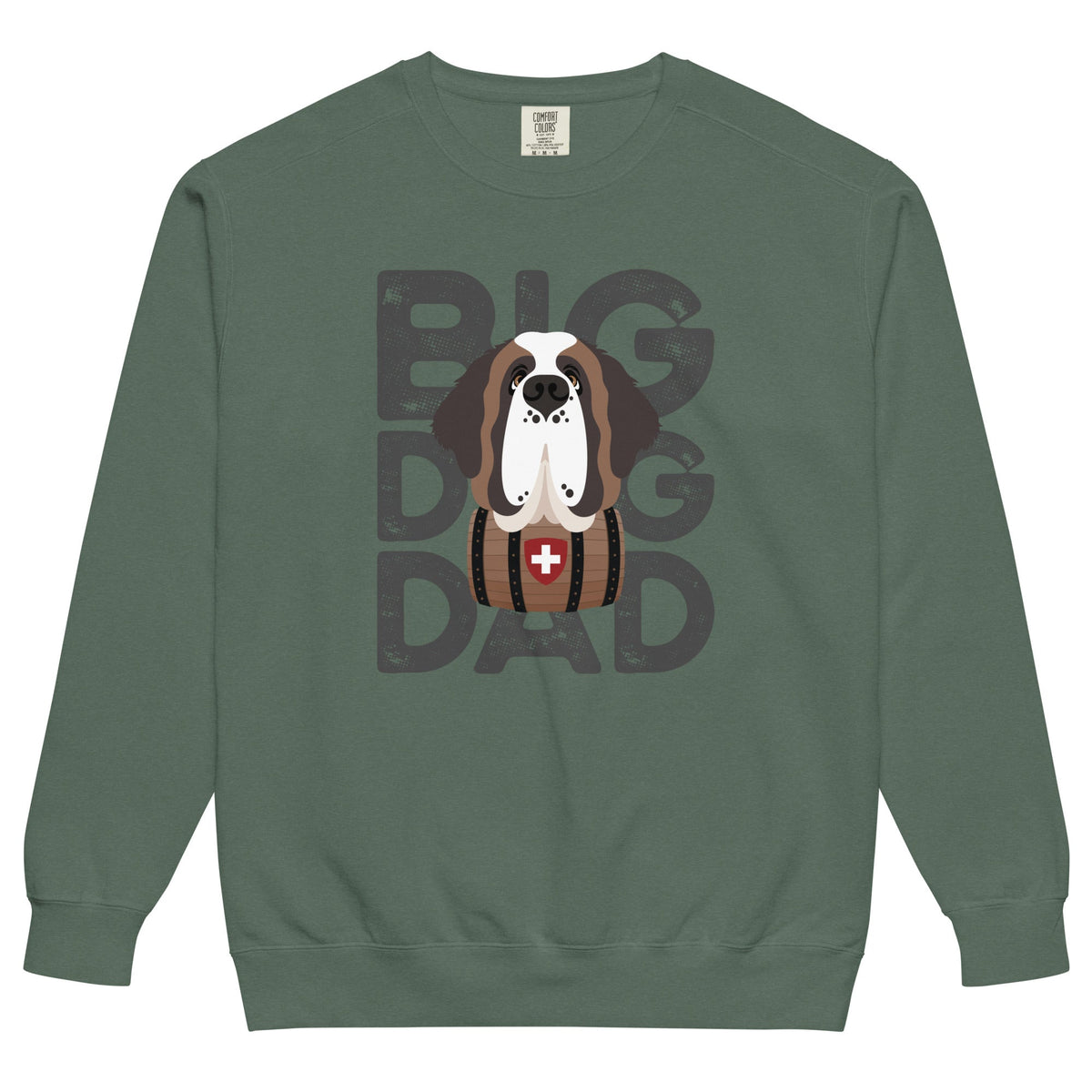 Big Dog Dad Saint Bernard Barrel Comfort Colors® Sweatshirt - Grey - Lucy + Norman