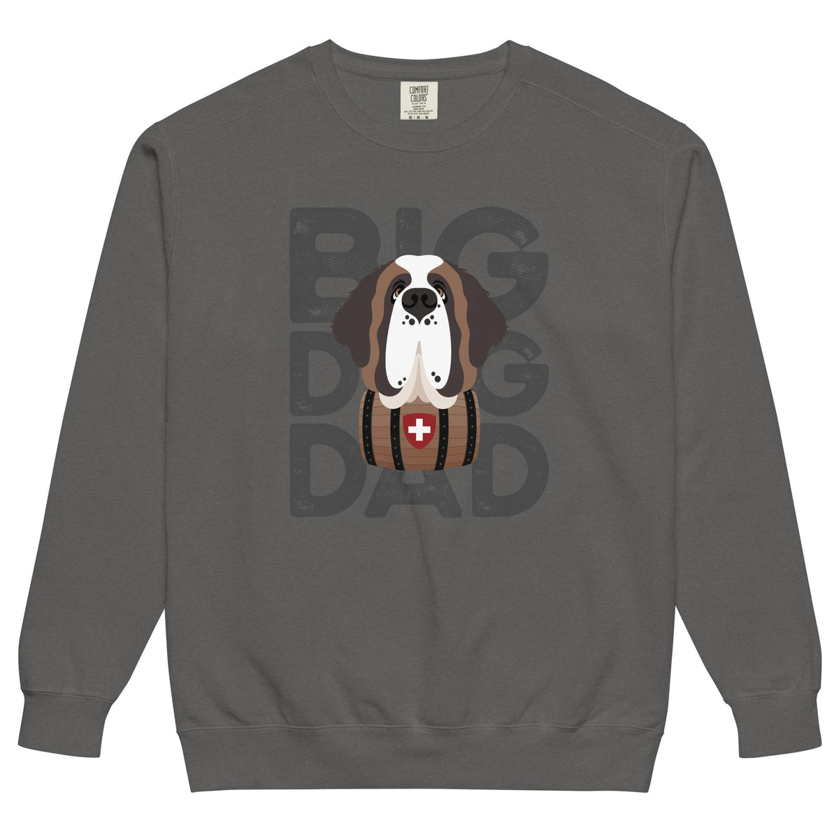 Big Dog Dad Saint Bernard Barrel Comfort Colors® Sweatshirt - Grey - Lucy + Norman