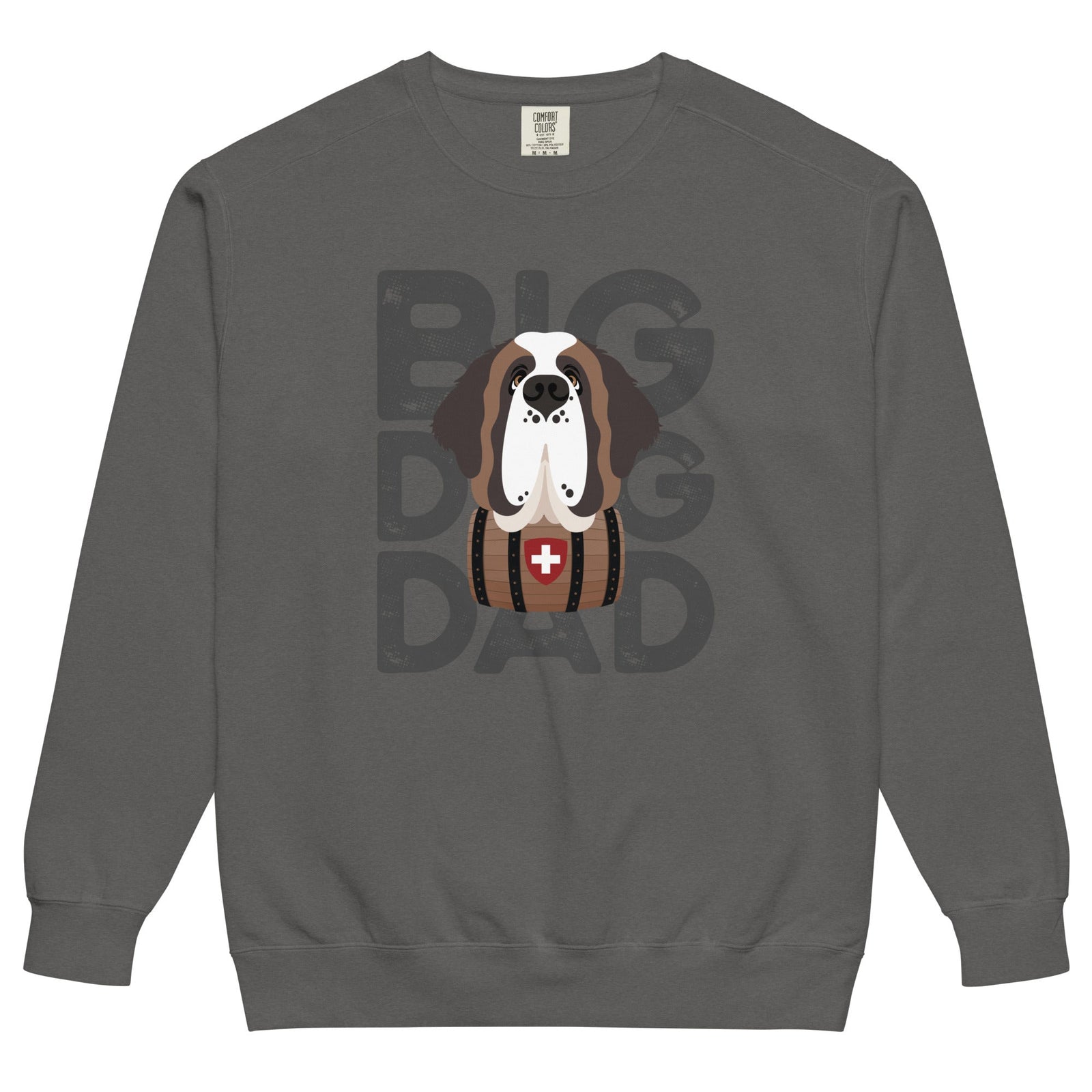 Big Dog Dad Saint Bernard Barrel Comfort Colors® Sweatshirt - Grey - Lucy + Norman