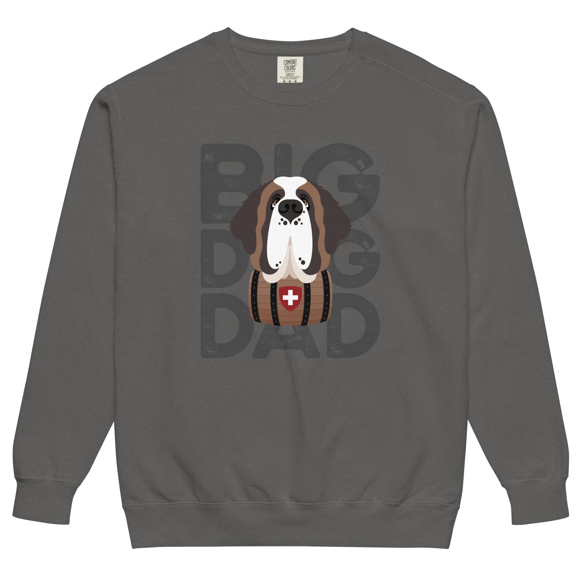 Big Dog Dad Saint Bernard Barrel Comfort Colors® Sweatshirt - Grey - Lucy + Norman