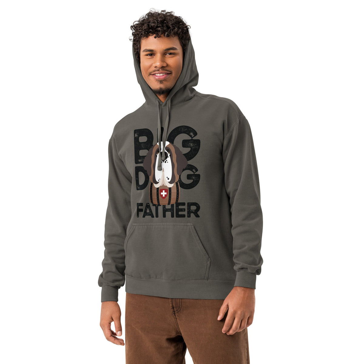 Big Dog Father Saint Bernard Comfort Colors® Hoodie - Black - Lucy + Norman