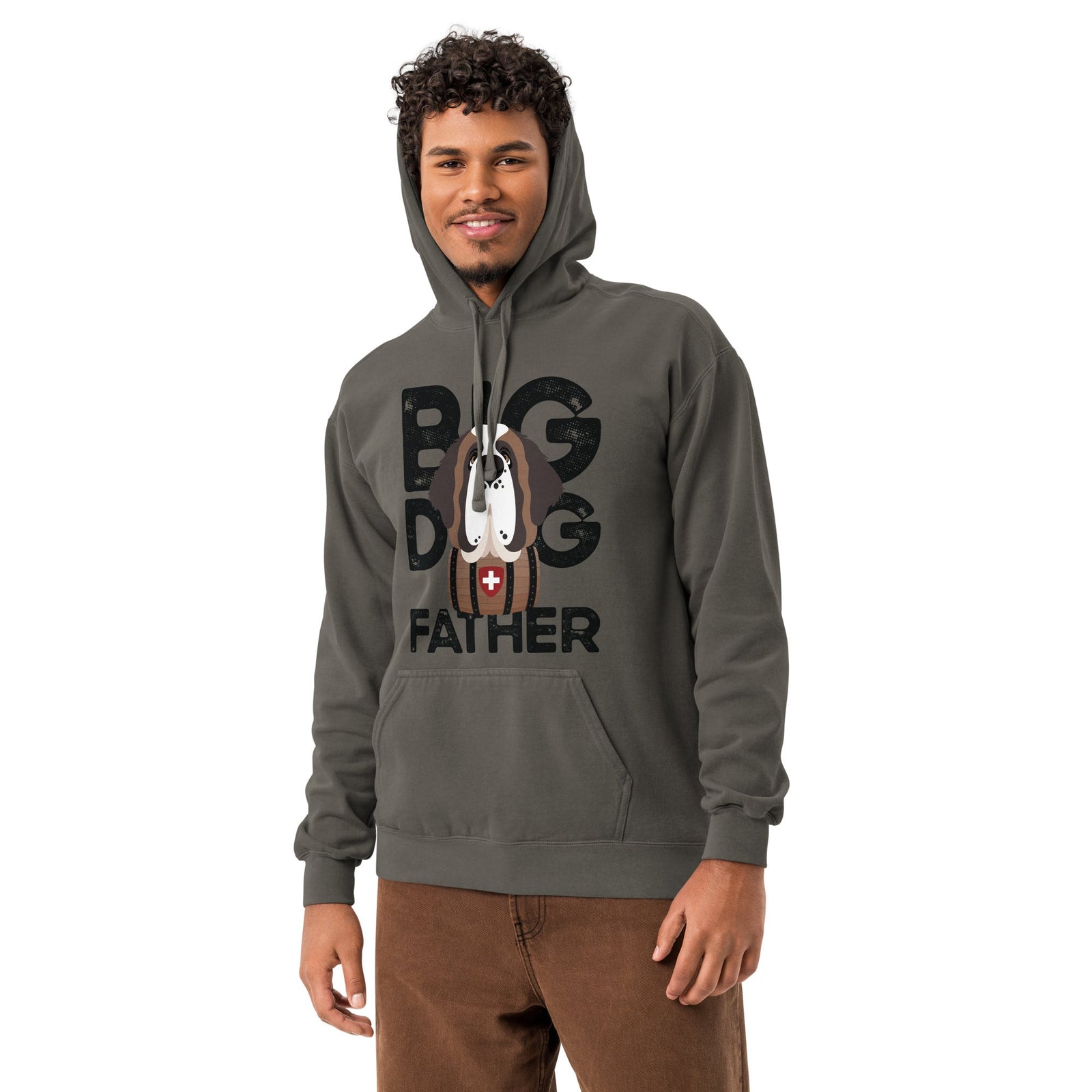 Big Dog Father Saint Bernard Comfort Colors® Hoodie - Black - Lucy + Norman