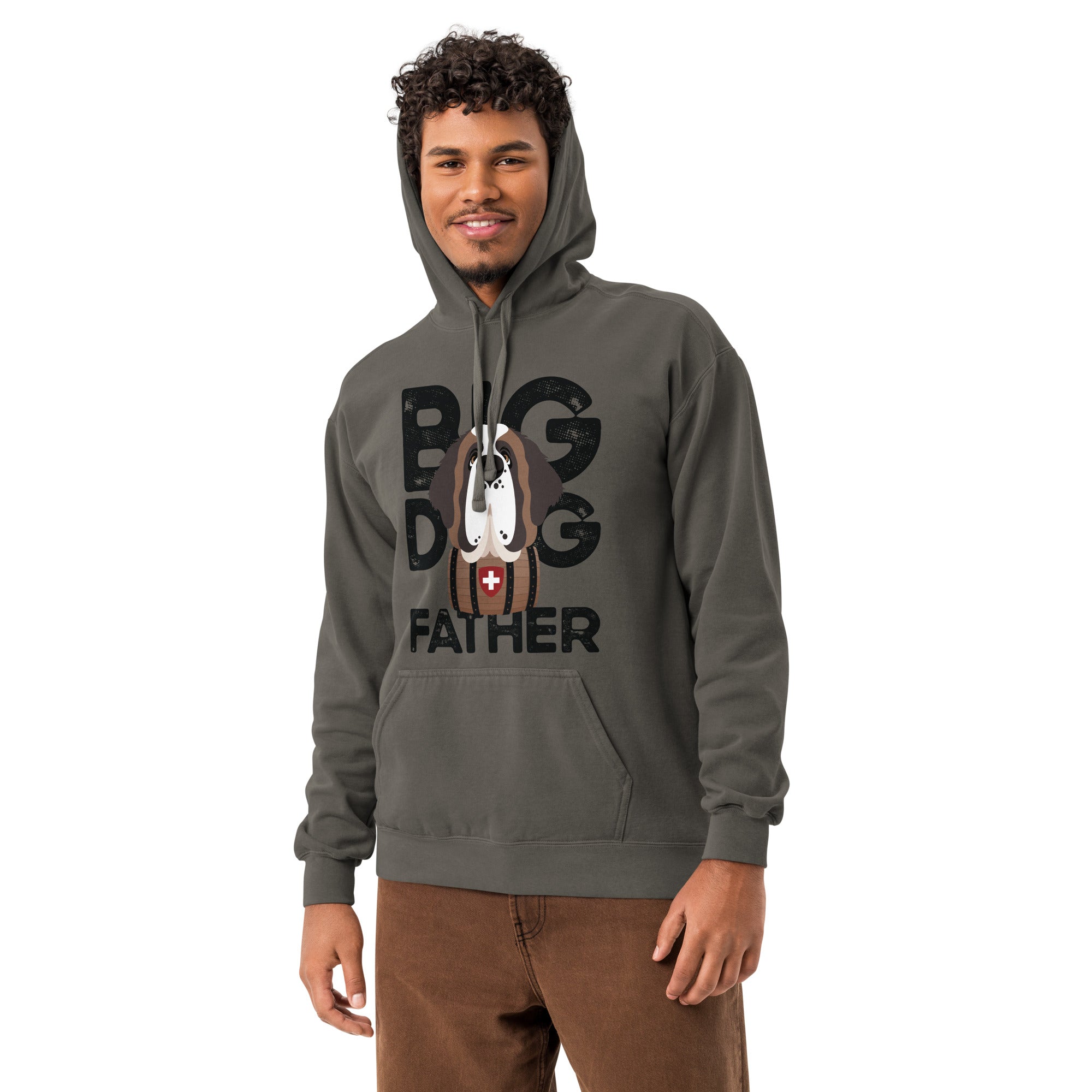 Big Dog Father Saint Bernard Comfort Colors® Hoodie - Black - Lucy + Norman