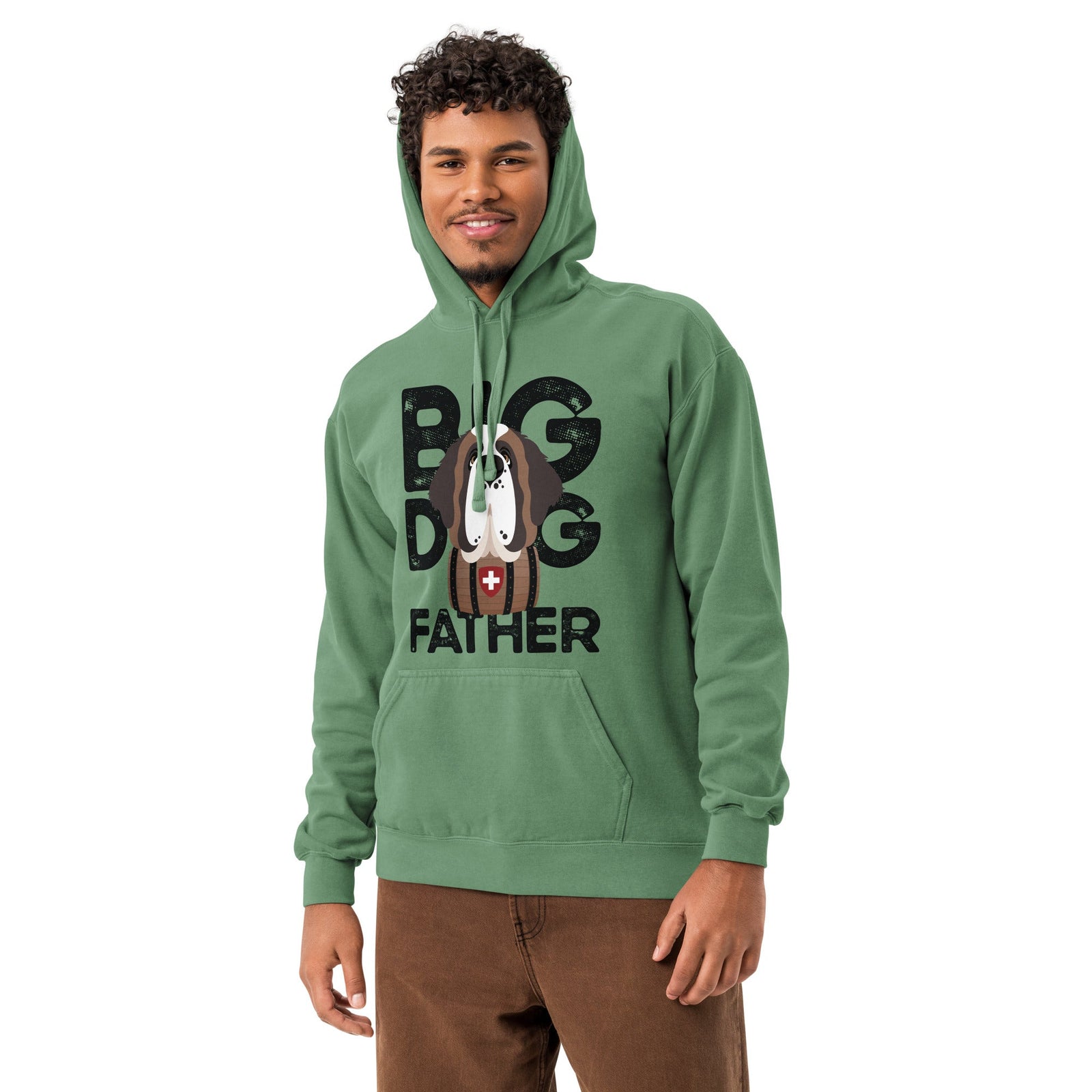 Big Dog Father Saint Bernard Comfort Colors® Hoodie - Black - Lucy + Norman