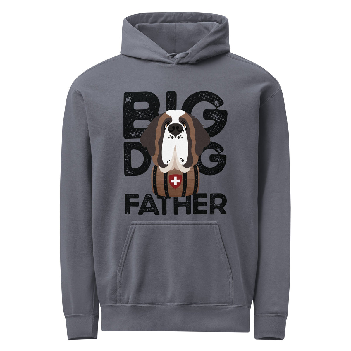 Big Dog Father Saint Bernard Comfort Colors® Hoodie - Black - Lucy + Norman