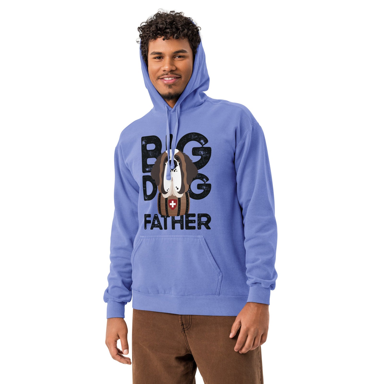 Big Dog Father Saint Bernard Comfort Colors® Hoodie - Black - Lucy + Norman