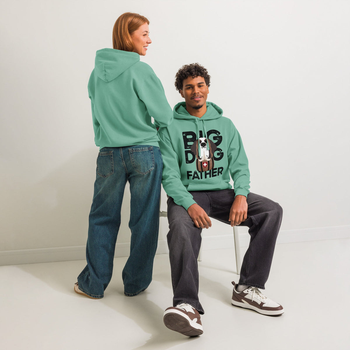 Big Dog Father Saint Bernard Comfort Colors® Hoodie - Black - Lucy + Norman